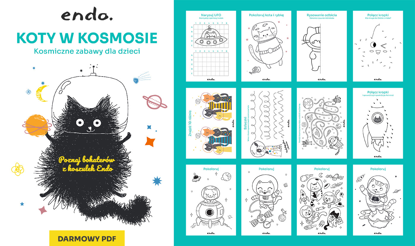 Koty w kosmosie - zabawy i karty pracy dla dzieci - Darmowy PDF