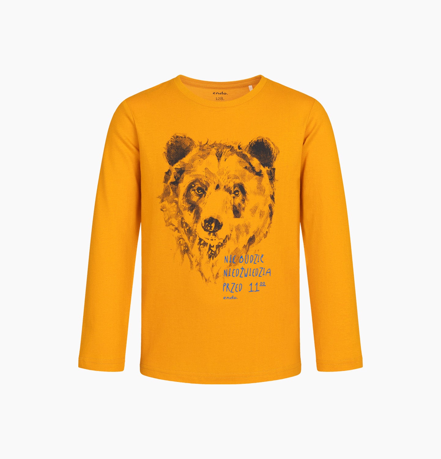 Piżama z długim rękawem dla chłopca, z niedźwiedziem, pomarańczowa 6-13 lat