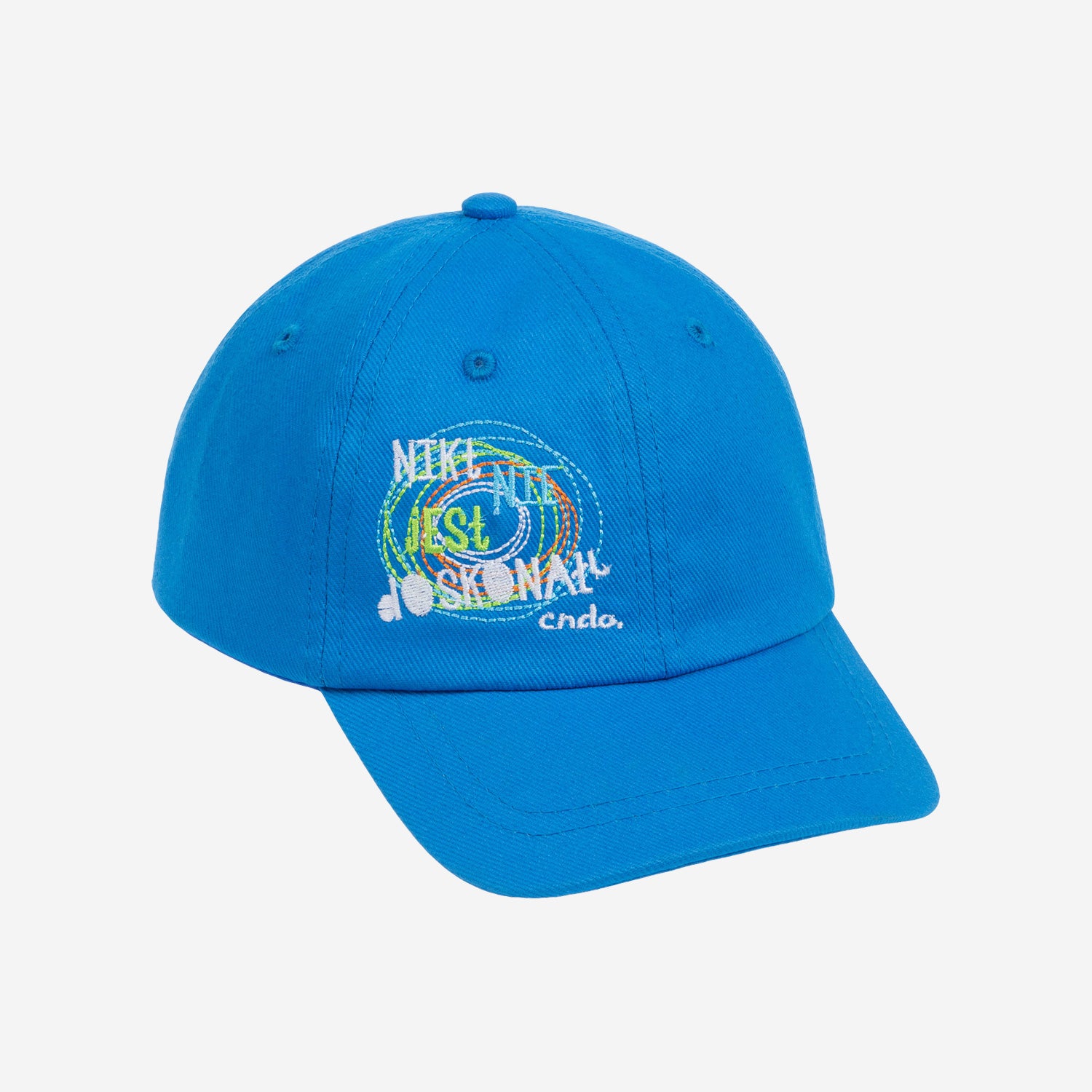 Czapka z daszkiem dla chłopca, z napisem nikt nie jest doskonały, Niebieski