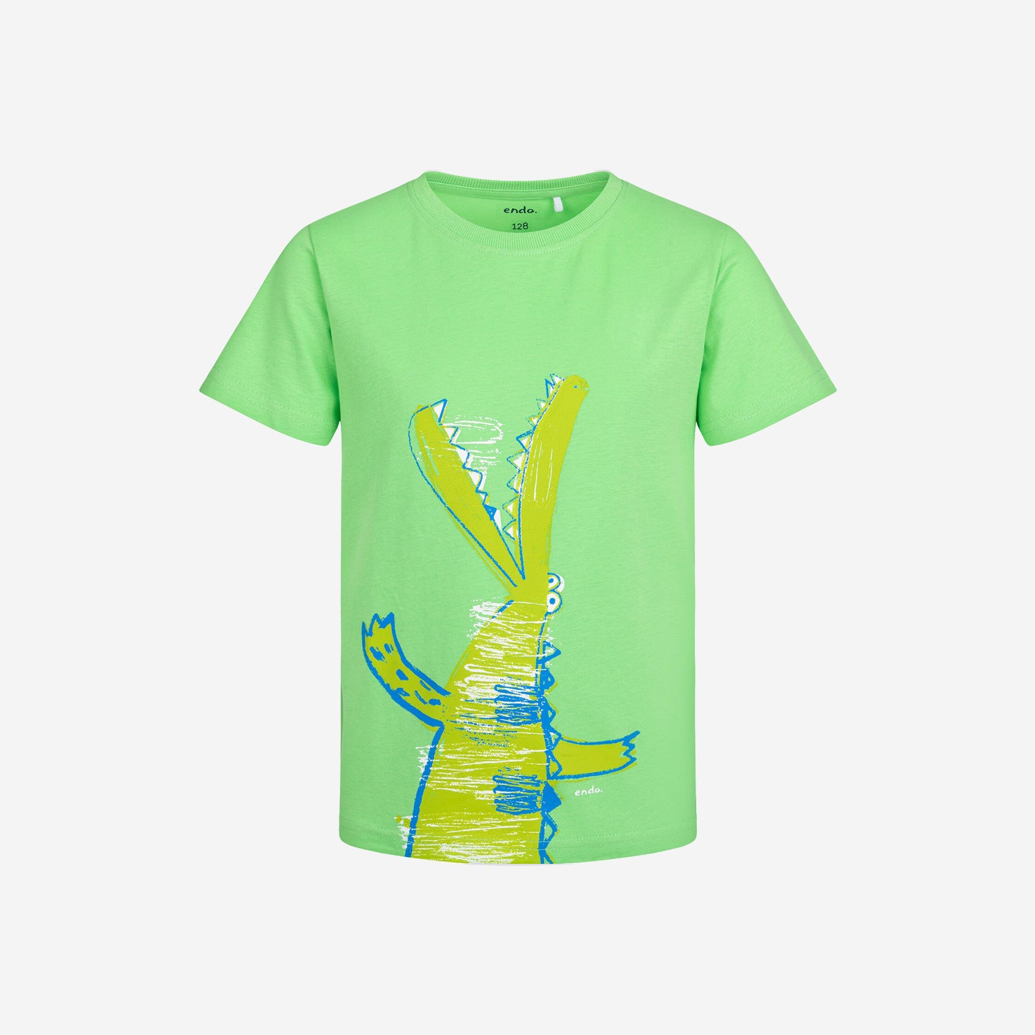 Boy's short-sleeved T-shirt with crocodile, green, 3-8 years old