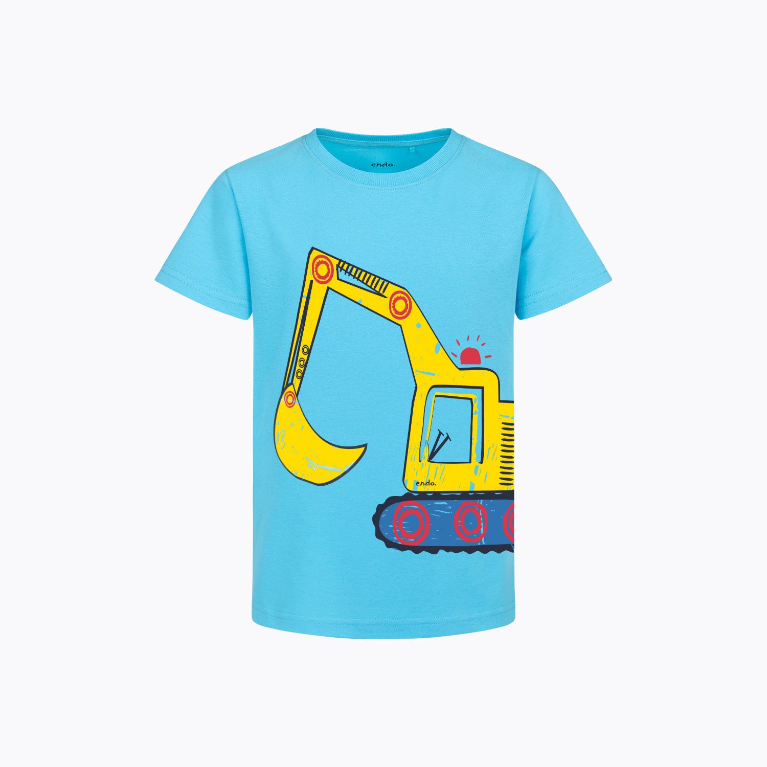 T-shirt z któtkim rękawem dla chłopca, z koparką, niebieski, 3-7 lat