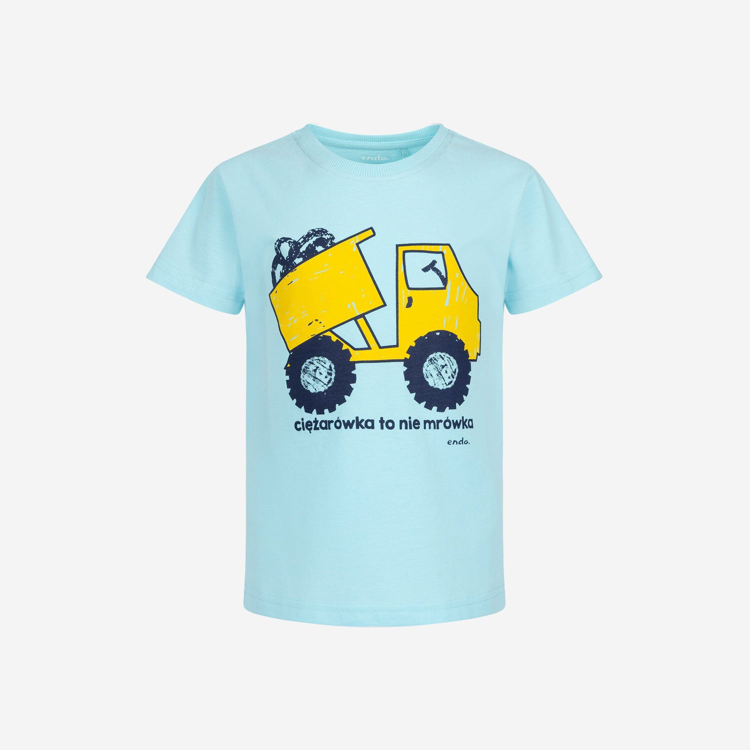 Boy's short-sleeved T-shirt with a dump truck, blue, 2-8 years old