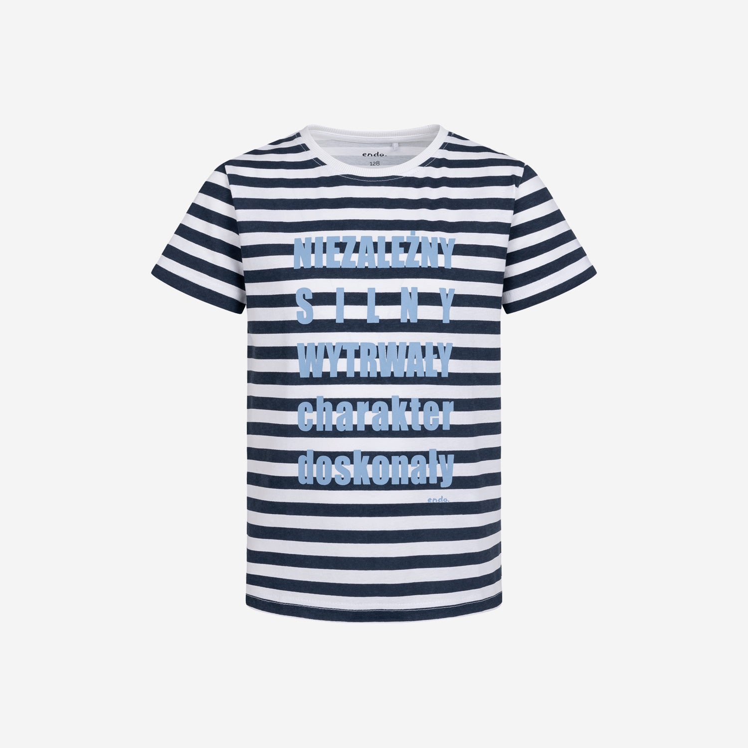 Short-sleeved T-shirt for boys, with the inscription "independent, strong, persistent", striped, 3-8 years old