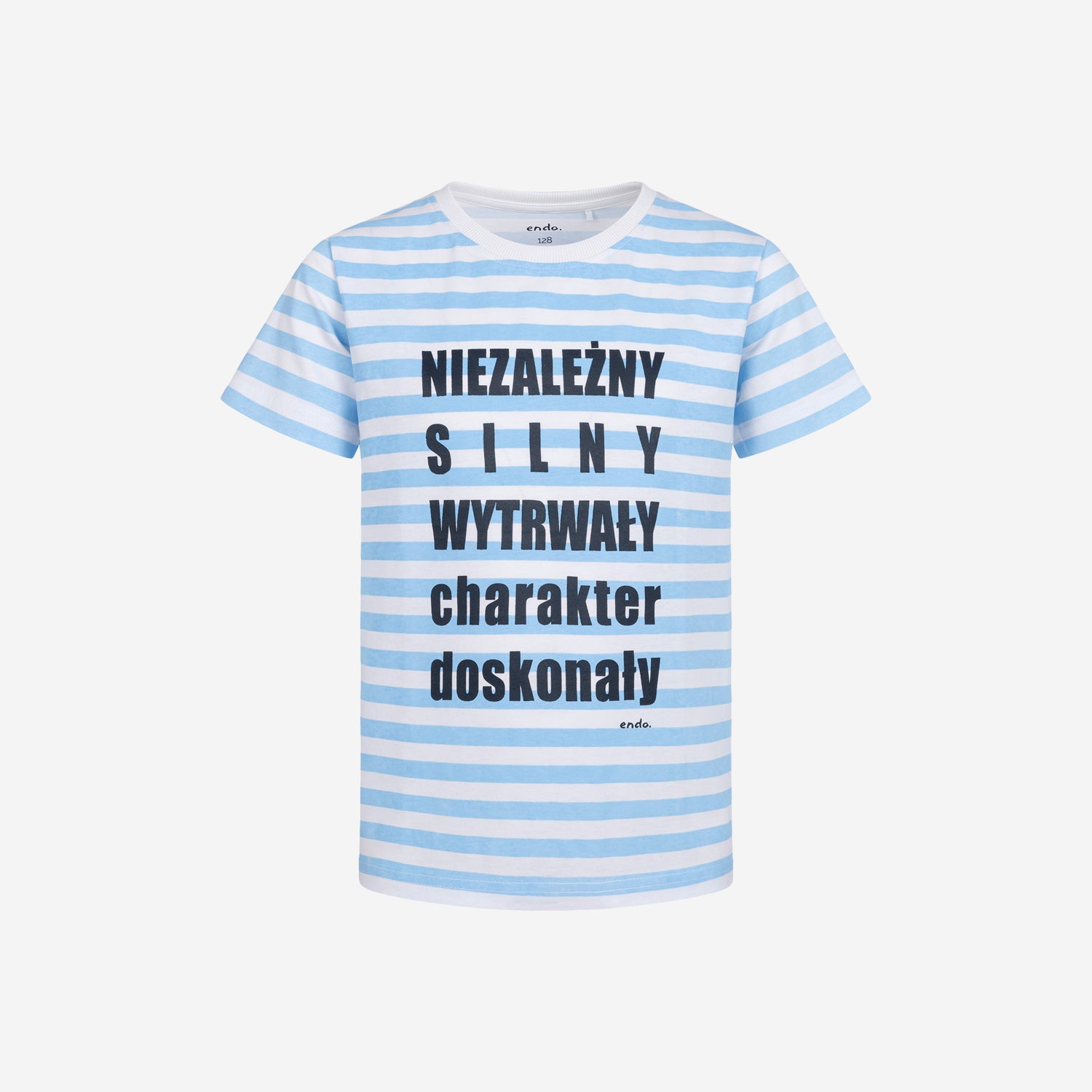Short-sleeved T-shirt for boys, with the inscription "independent, strong, persistent", striped, 3-8 years old