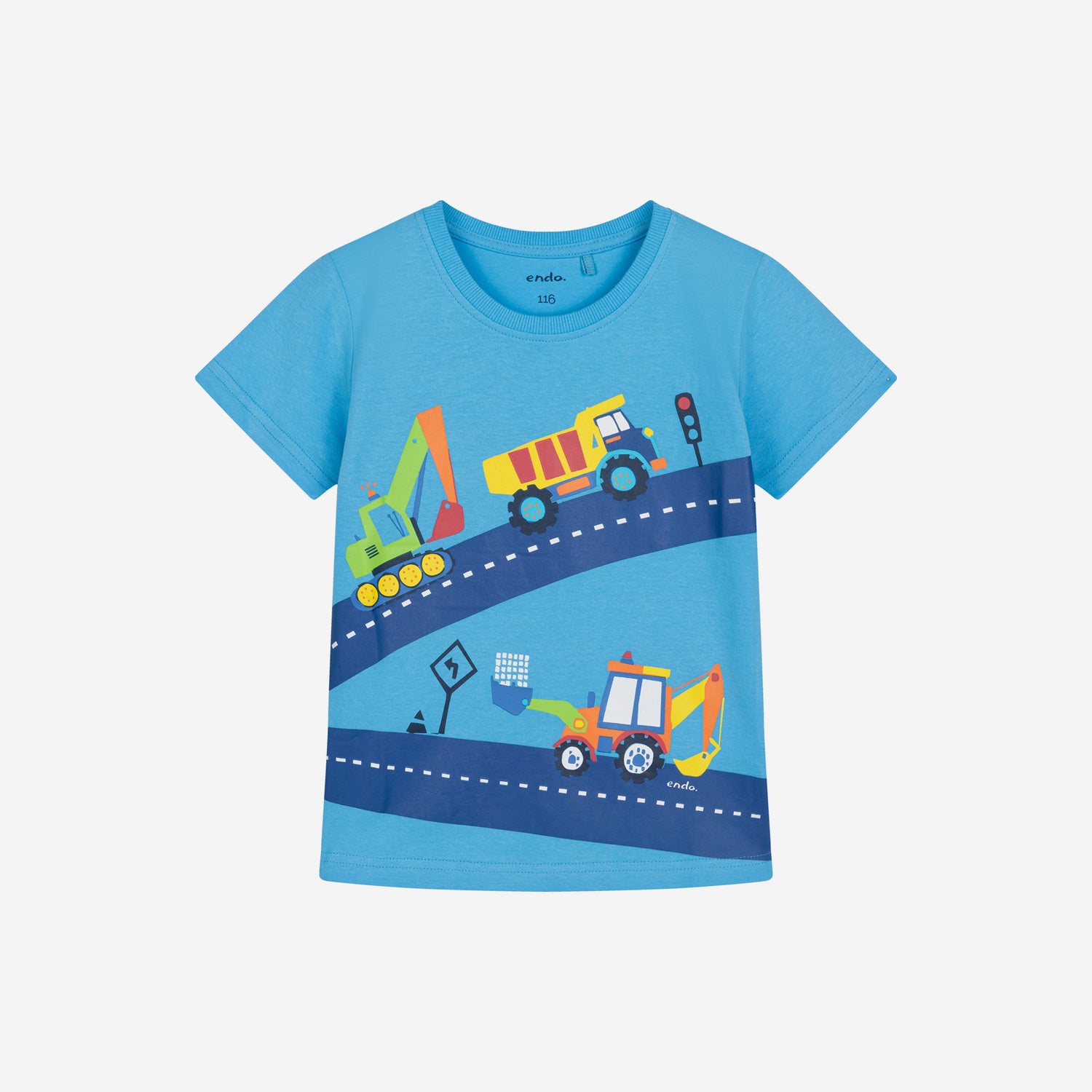 Boy's short-sleeved T-shirt with excavators, 3-8 years old