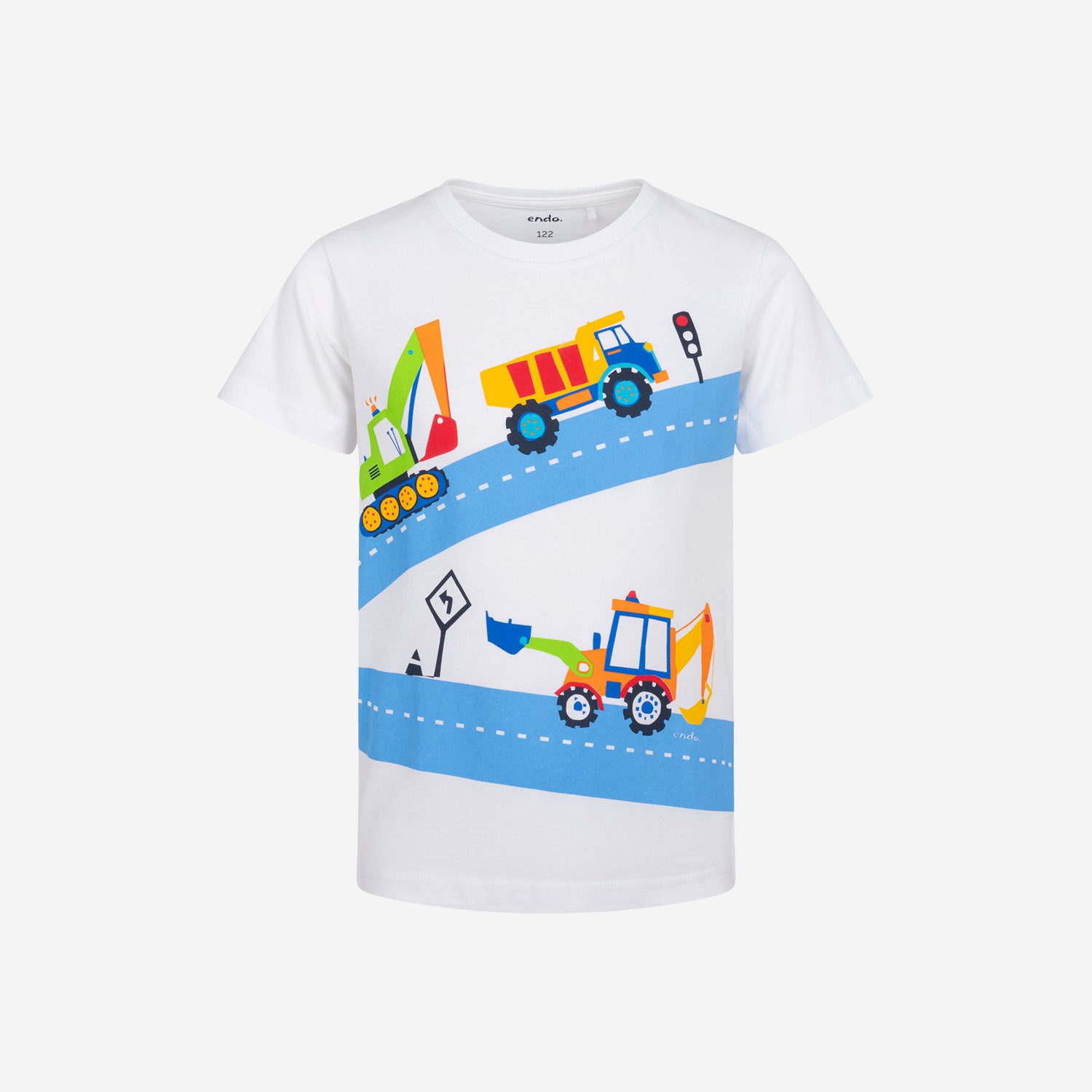 Boy's short-sleeved T-shirt with excavators, 3-8 years old
