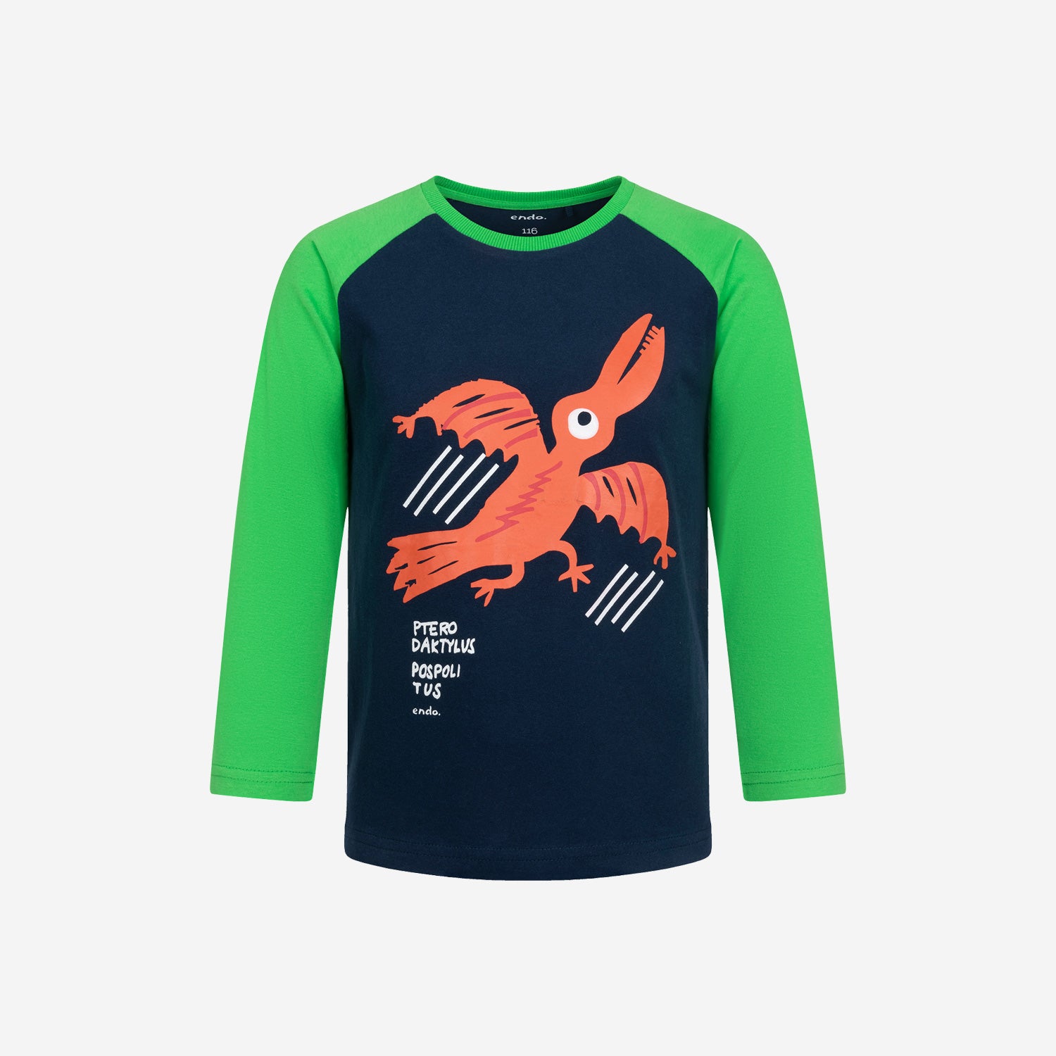 T-shirt z długim rękawem dla chłopca, z dinozaurem, granatowy 3-8 lat