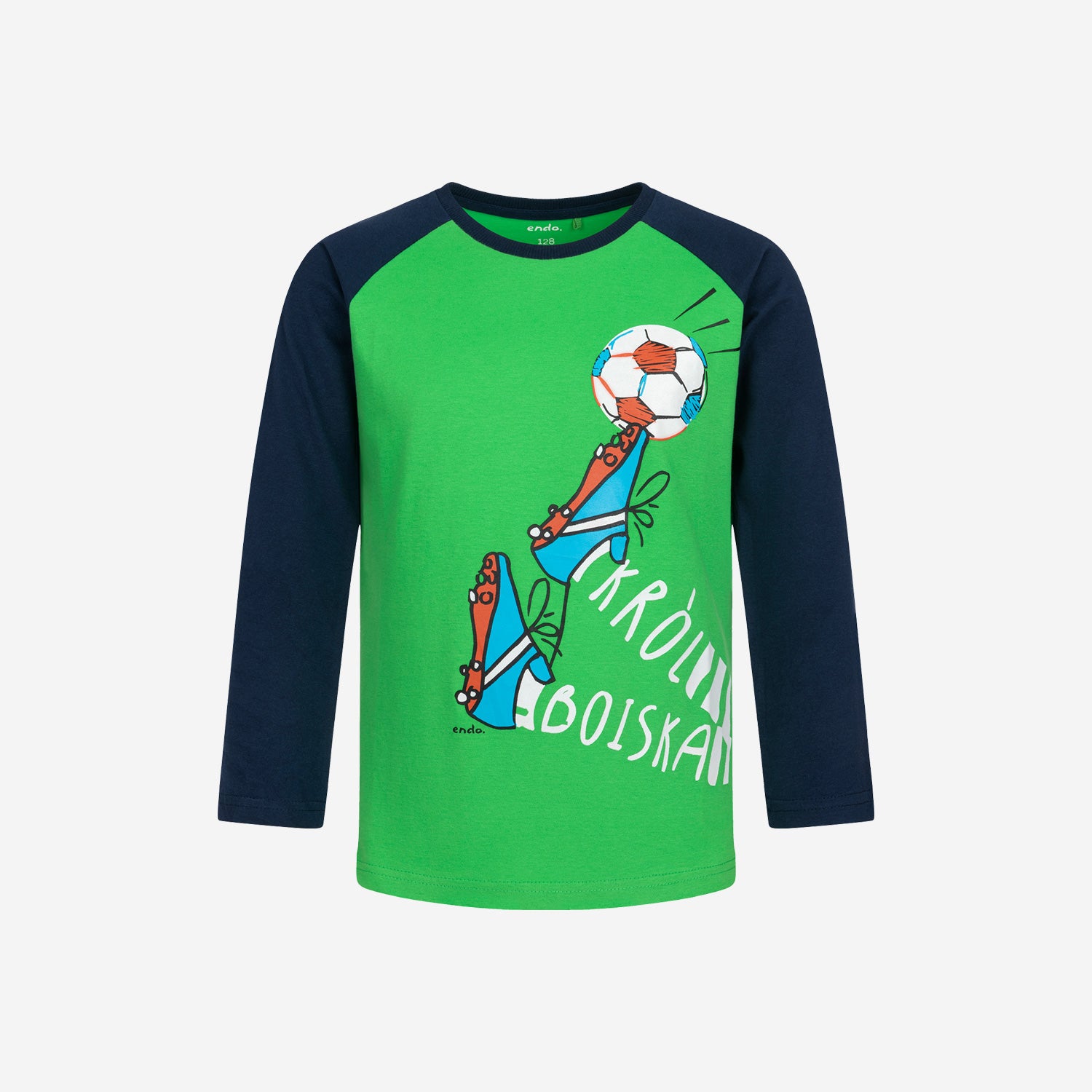 T-shirt z długim rękawem dla chłopca, z motywem piłkarskim, zielony 3-8 lat