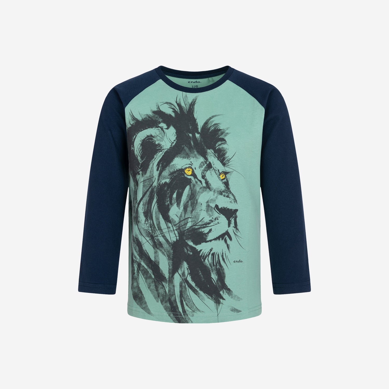 T-shirt z długim rękawem dla chłopca, z lwem, zielony 3-8 lat
