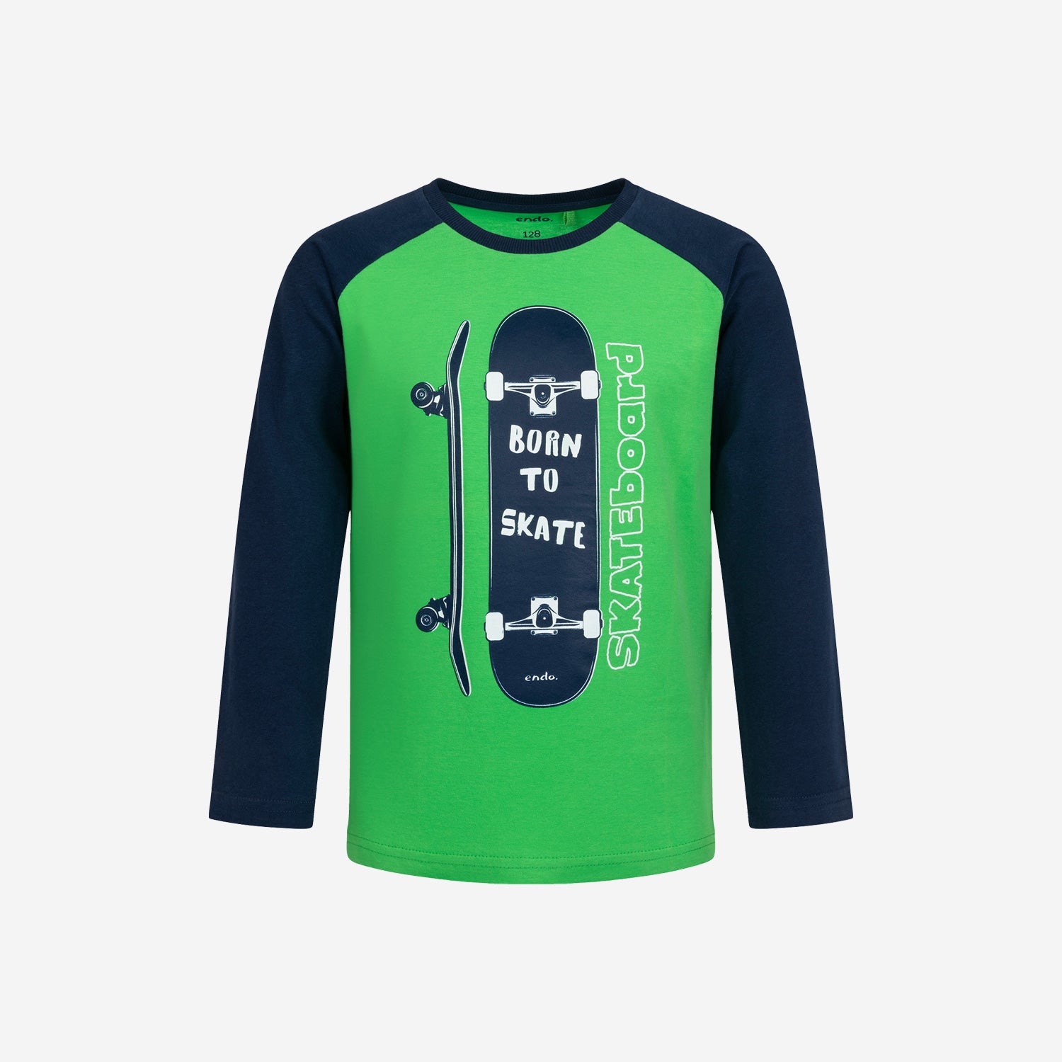 T-shirt z długim rękawem dla chłopca, z motywem deskorolki, zielony 3-8 lat