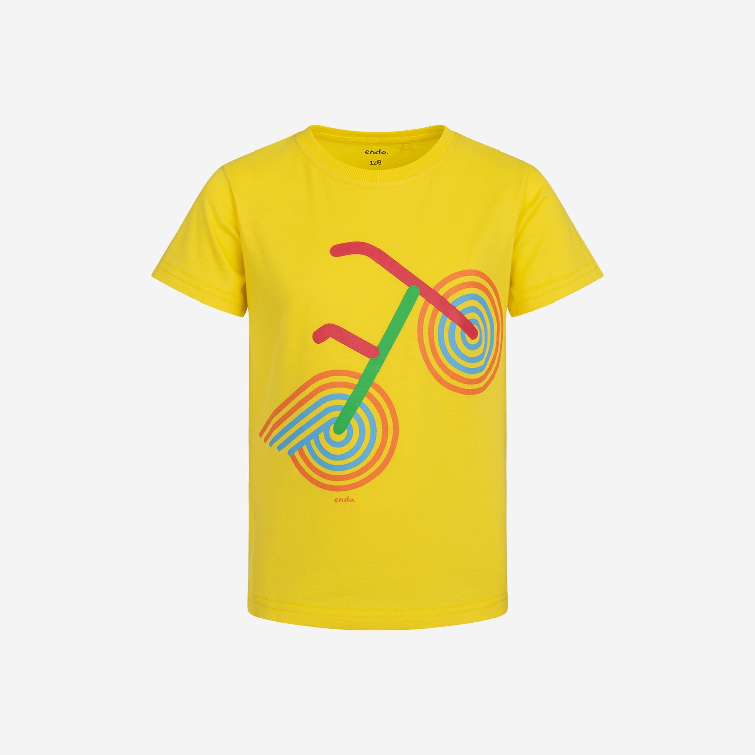 T-shirt z krótkim rękawem dla chłopca, z rowerem, zółty 3-8 lat
