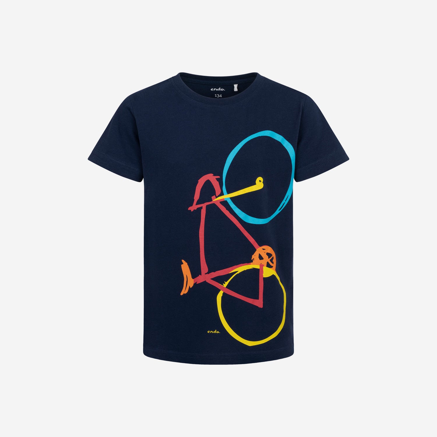 T-shirt z krótkim rękawem dla chłopca, z motywem rowerowym, granatowy 9-13 lat