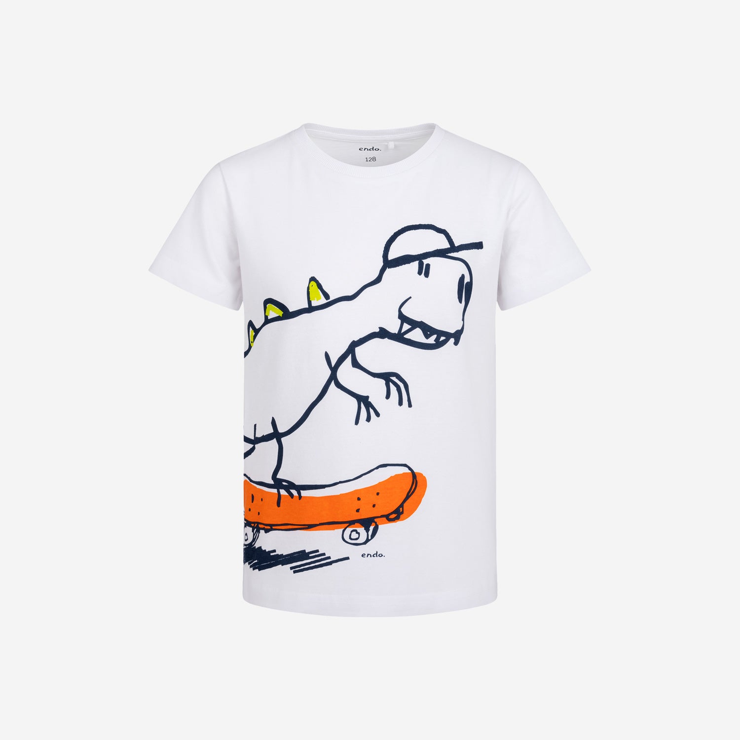 T-shirt z krótkim rękawem dla chłopca, z dinozaurem, biały 3-8 lat