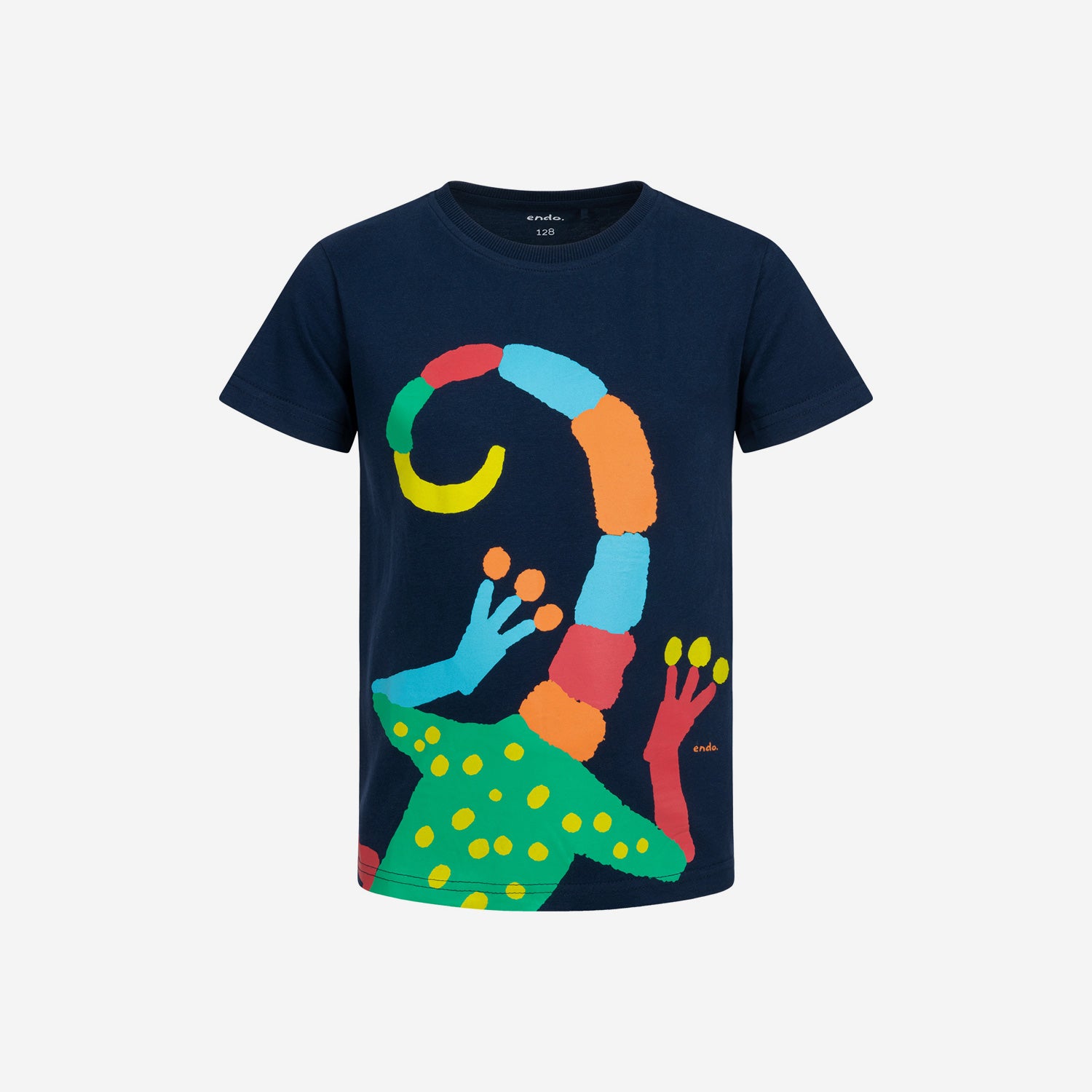 T-shirt z krótkim rękawem dla chłopca, z gekonem, granatowy 3-8 lat