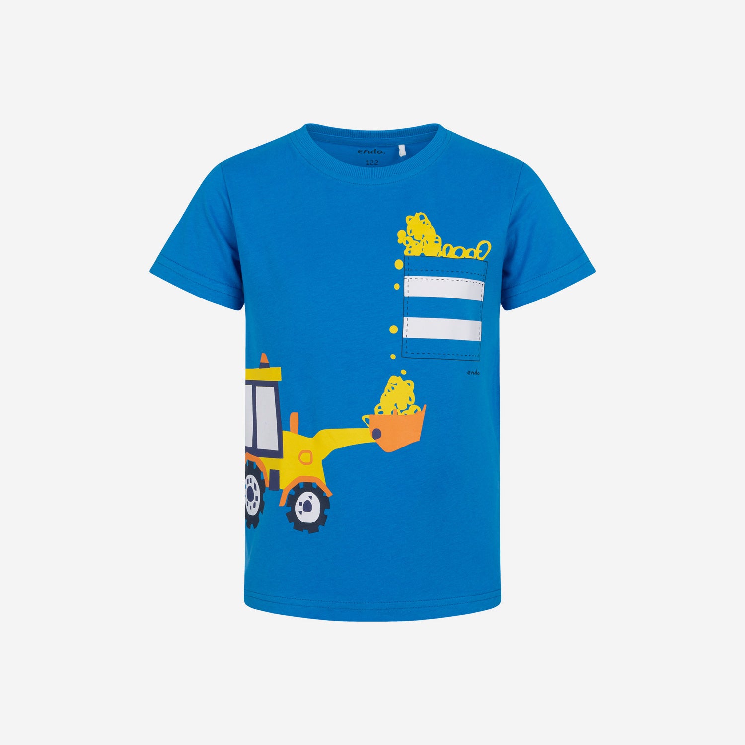 Boy's short-sleeved T-shirt with an excavator, blue, 2-7 years old