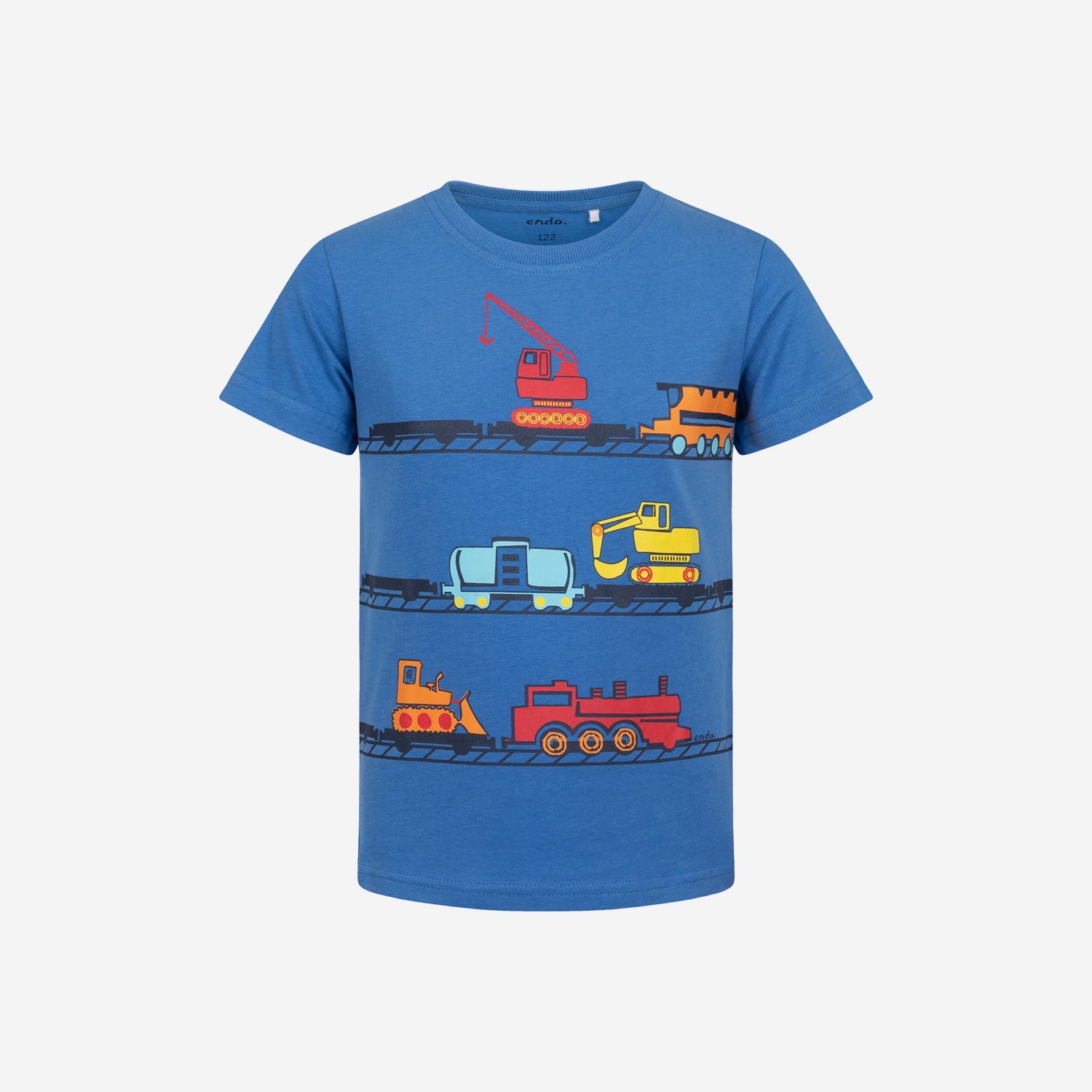 T-shirt z krótkim rękawem dla chłopca, z pojazdami 3-8 lat, Szary niebieski