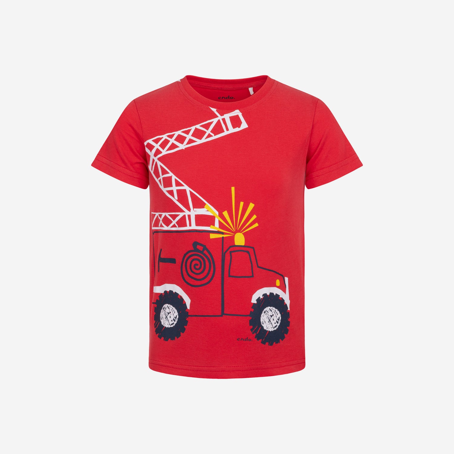 T-shirt z krótkim rękawem dla chłopca, z wozem strażackim 3-8 lat