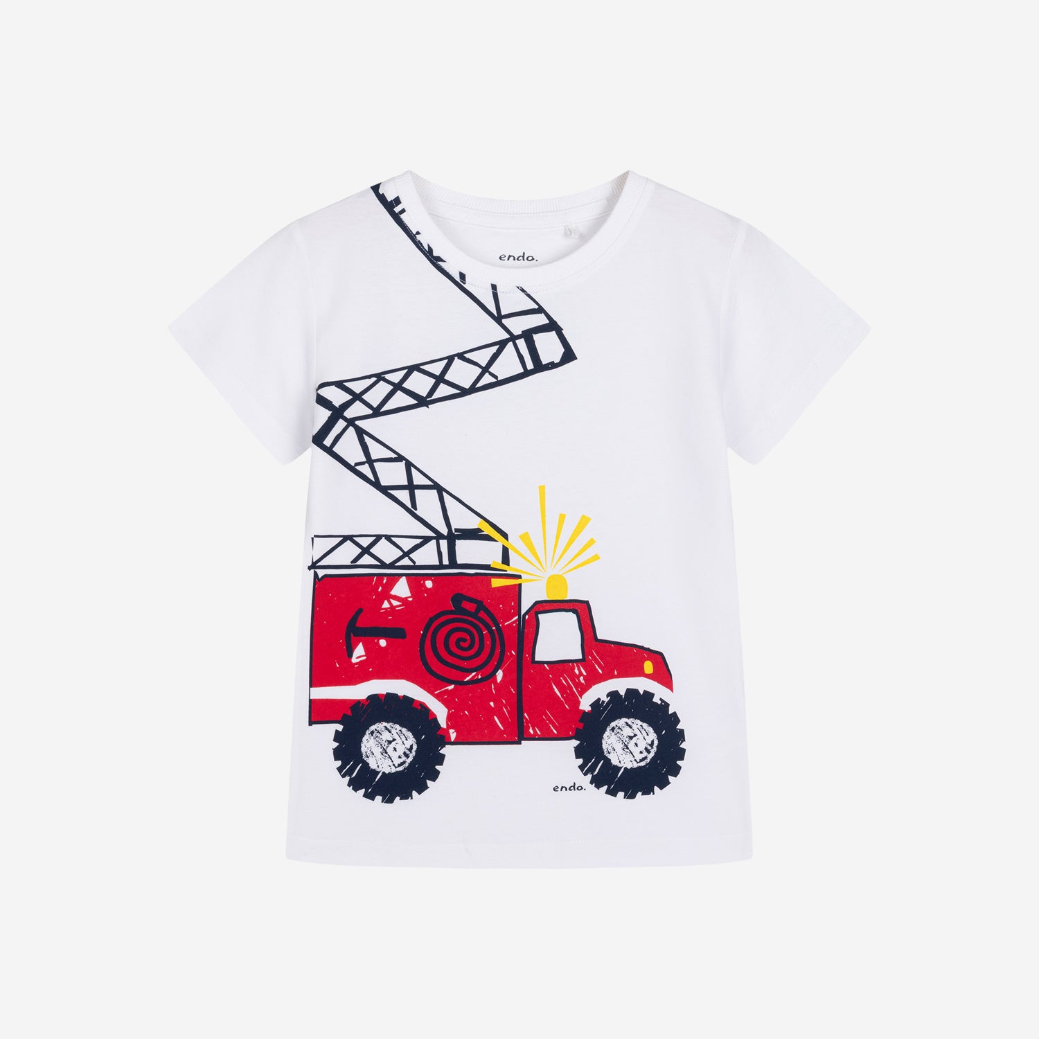 T-shirt z krótkim rękawem dla chłopca, z wozem strażackim 3-8 lat
