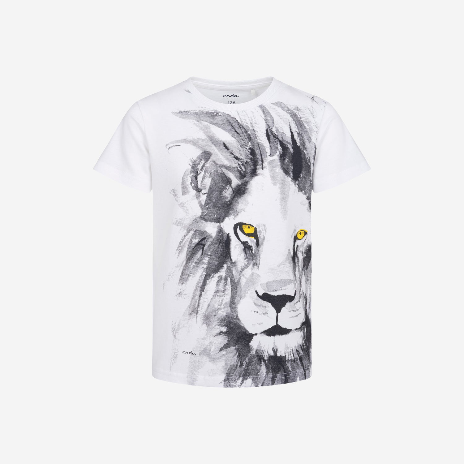Boy's short-sleeved lion T-shirt, white, 3-8 years old