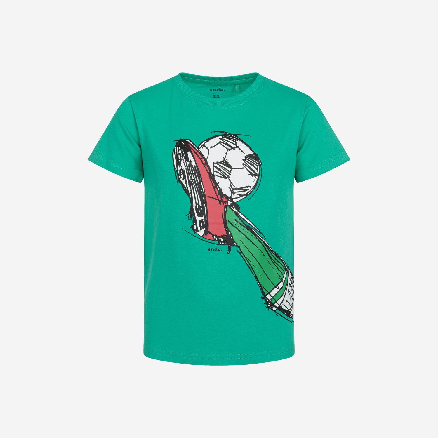 T-shirt z krótkim rękawem dla chłopca, z motywem piłkarskim, zielony 9-13 lat