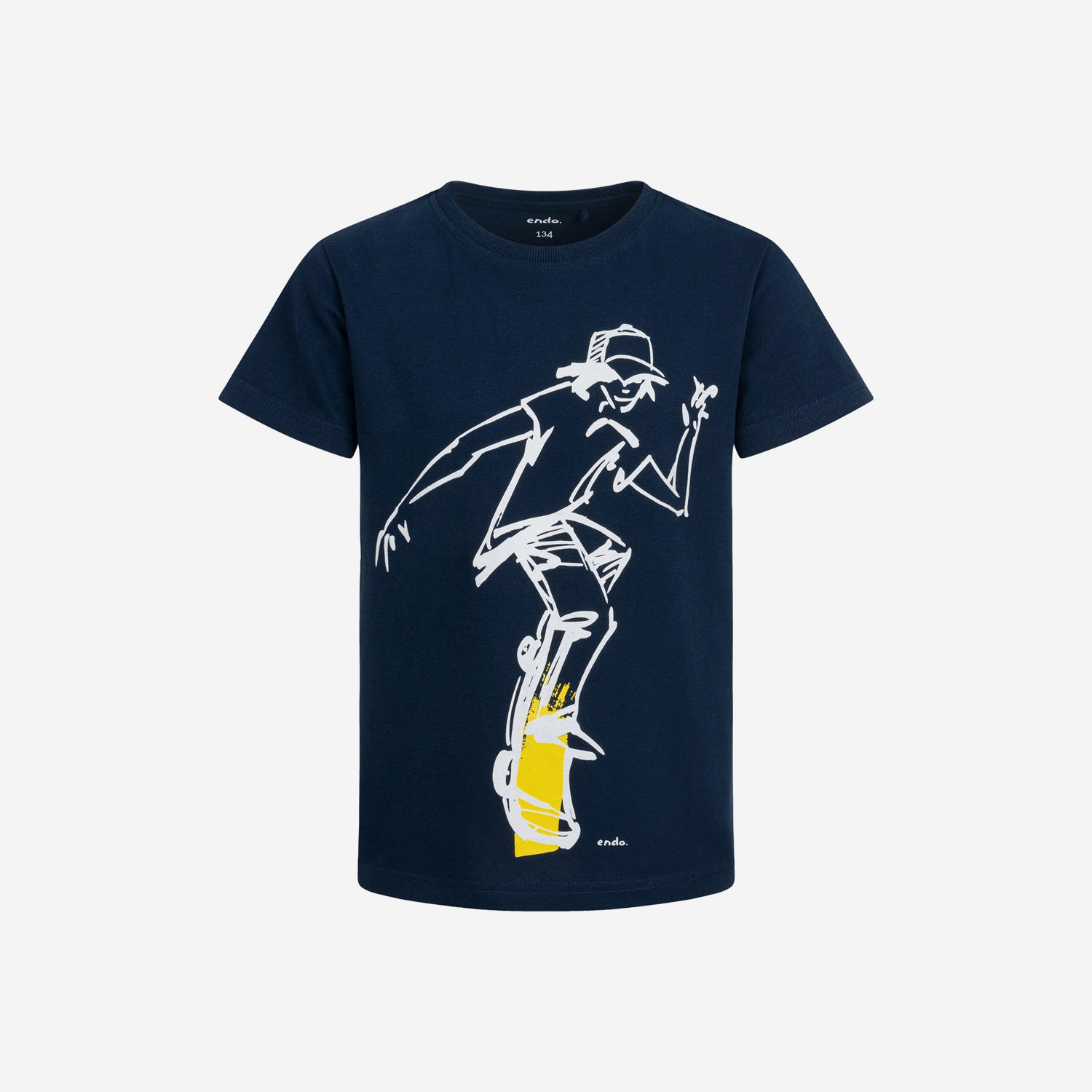 T-shirt z krótkim rękawem dla chłopca, z motywem skate, granatowy 9-13 lat