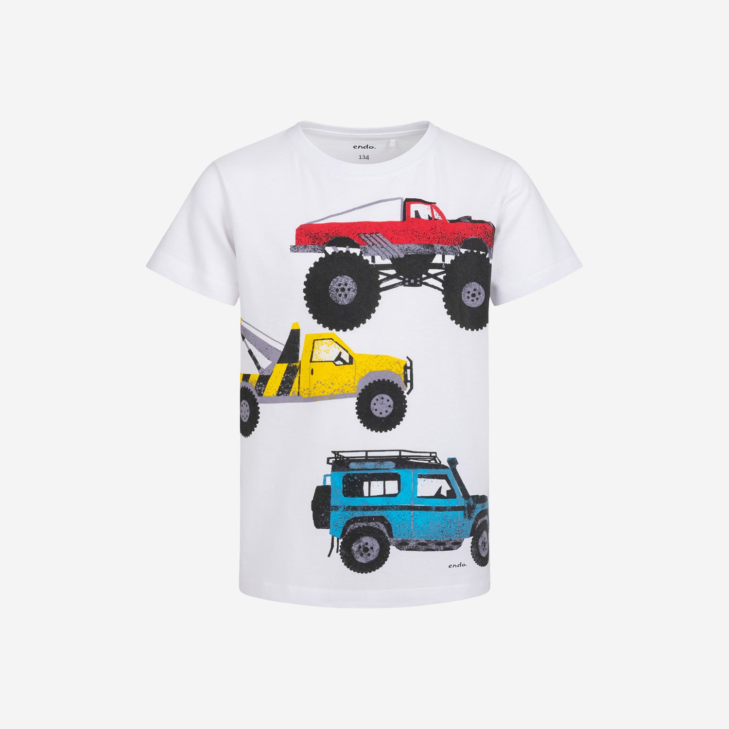 T-shirt z krótkim rękawem dla chłopca, z pojazdami, biały 3-8 lat