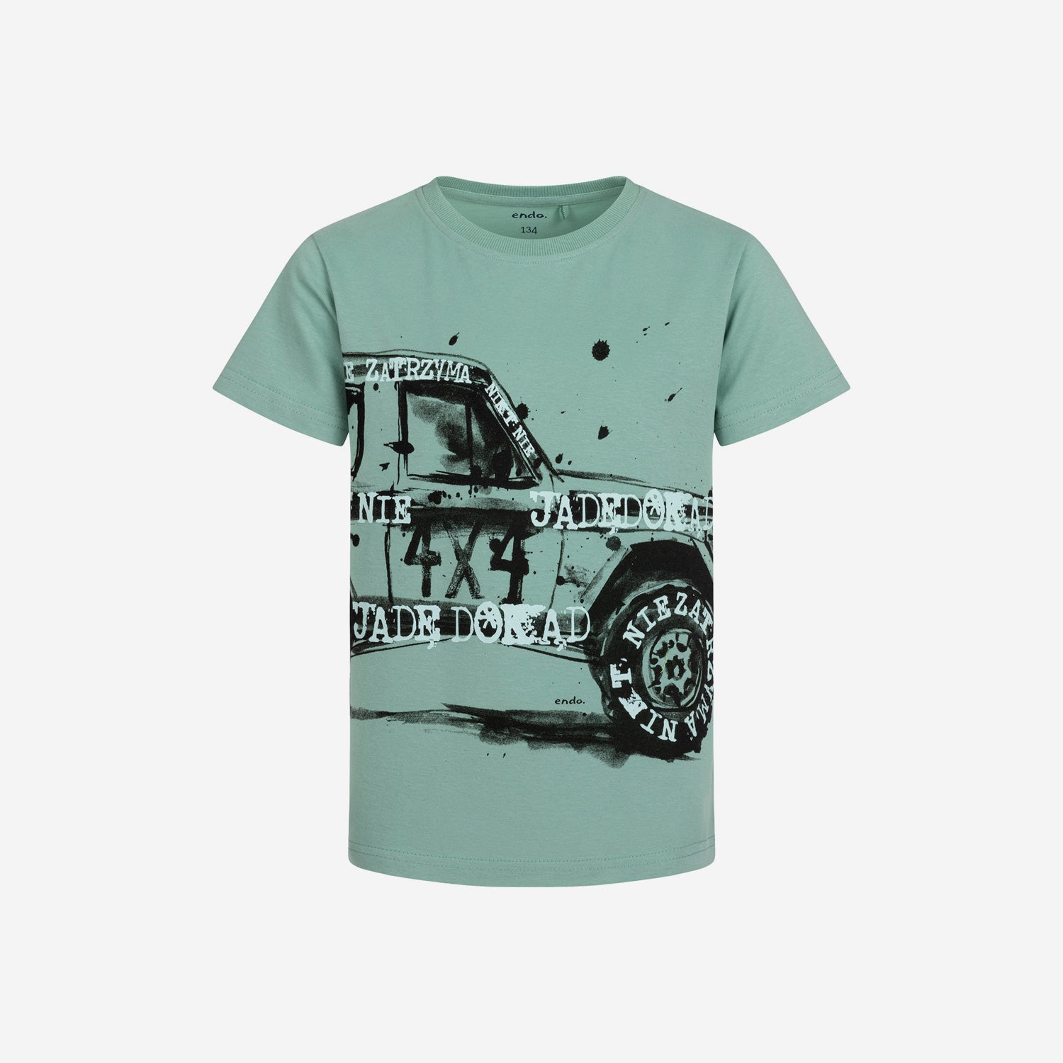 Short-sleeved T-shirt with a car for boys aged 9-13