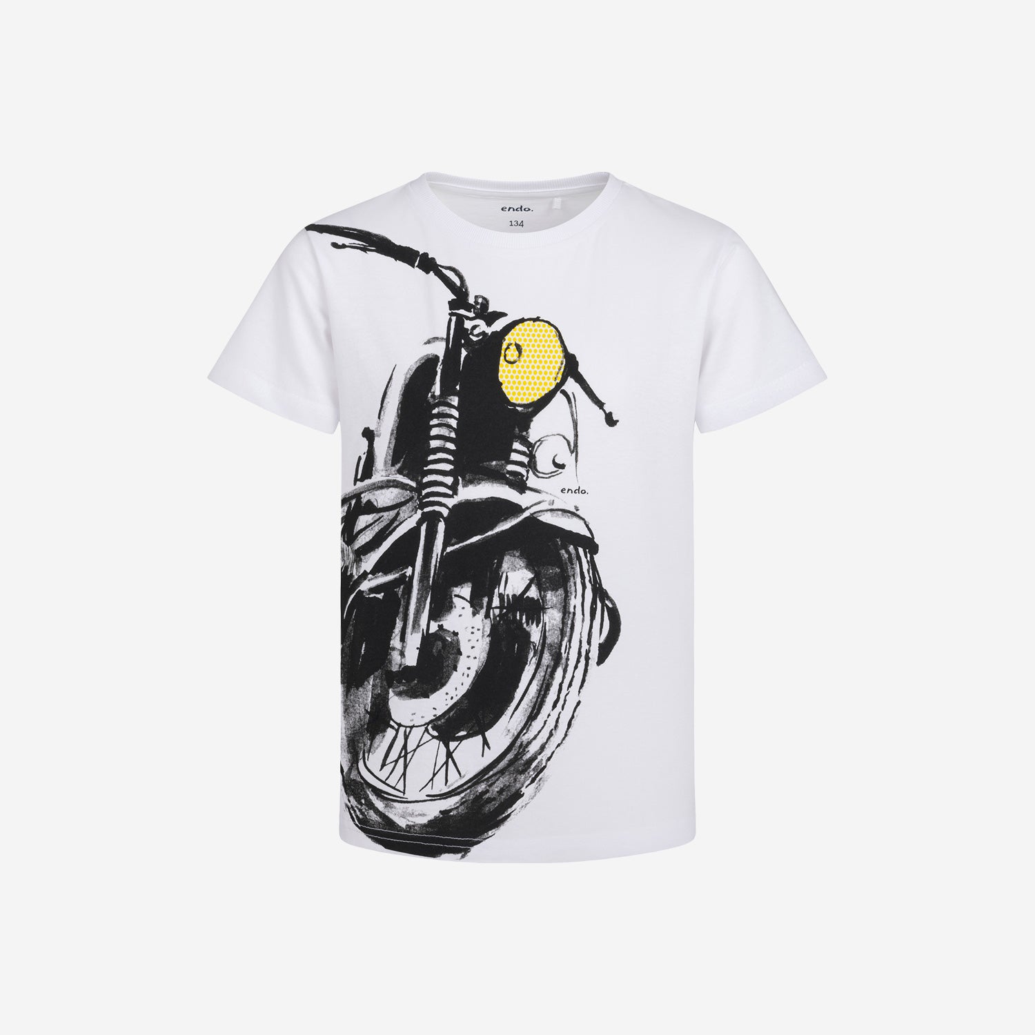 T-shirt z krótkim rękawem dla chłopca, z motocyklem, biały 9-13 lat