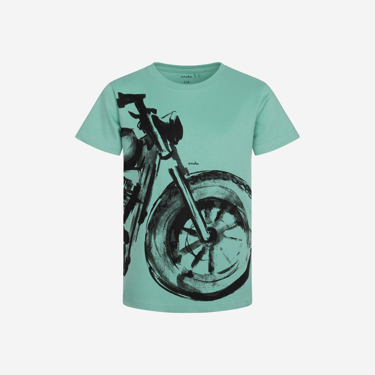 T-shirt z krótkim rękawem dla chłopca, z motocyklem, zielony 9-13 lat
