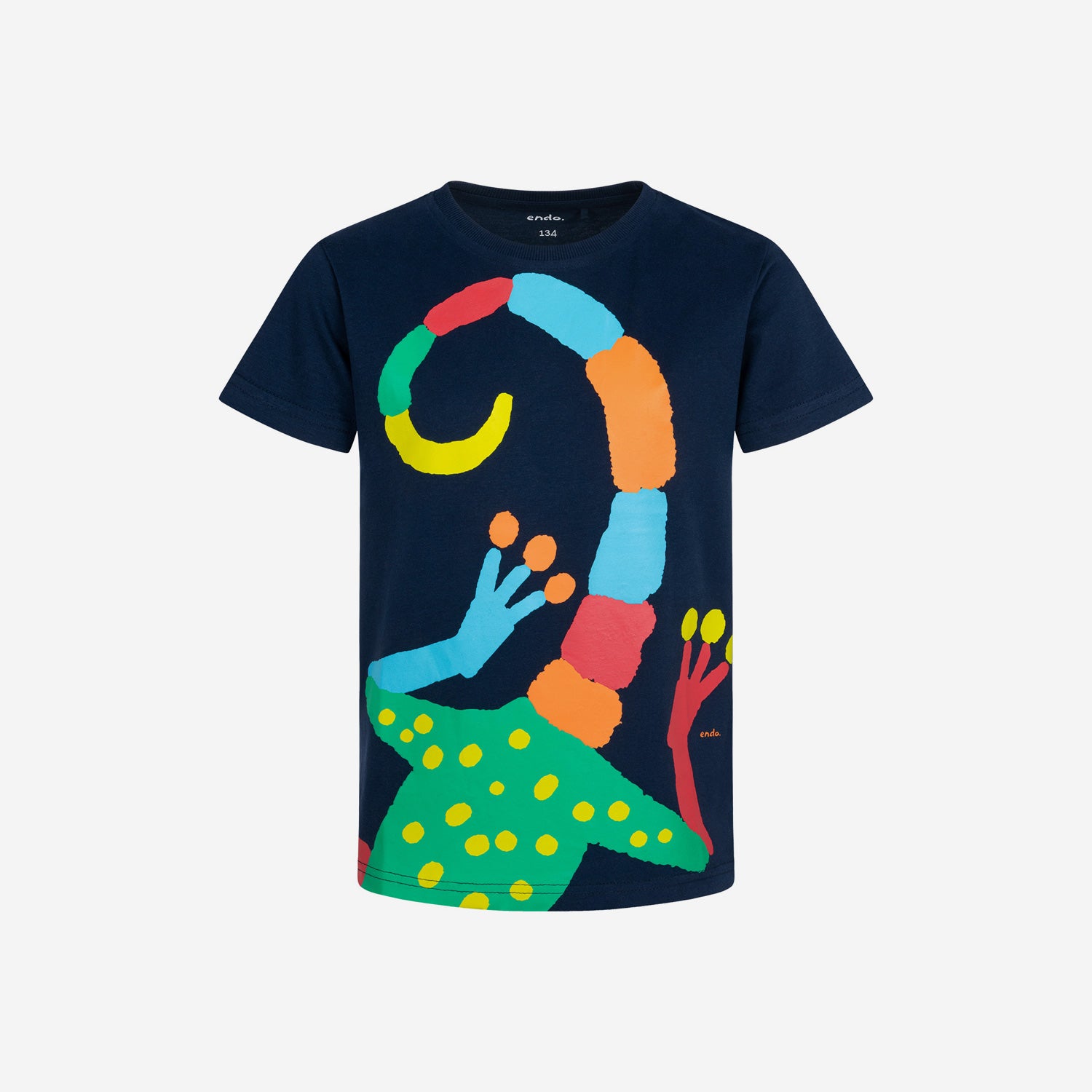 T-shirt z krótkim rękawem dla chłopca, z gekonem, granatowy 9-13 lat