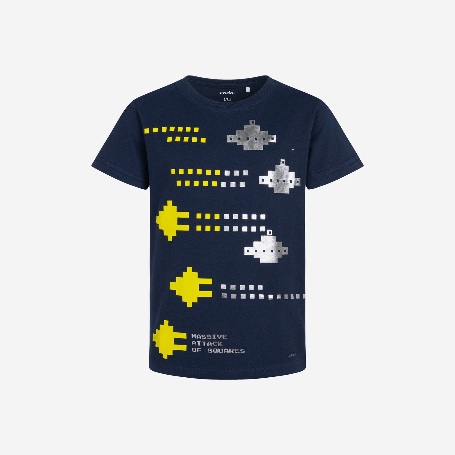 T-shirt z krótkim rękawem dla chłopca, z motywem gry komputerowej, granatowy 9-13 lat
