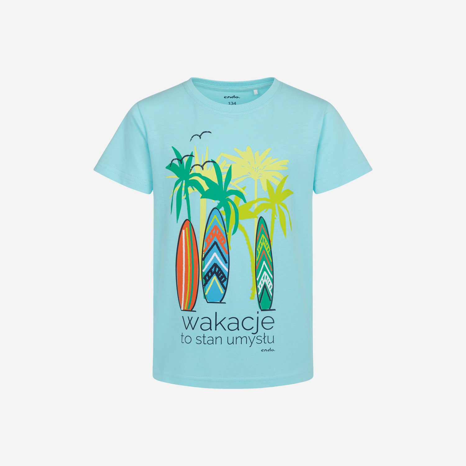 T-shirt z krótkim rękawem dla chłopca, z motywem surffingowym, zielony 9-13 lat