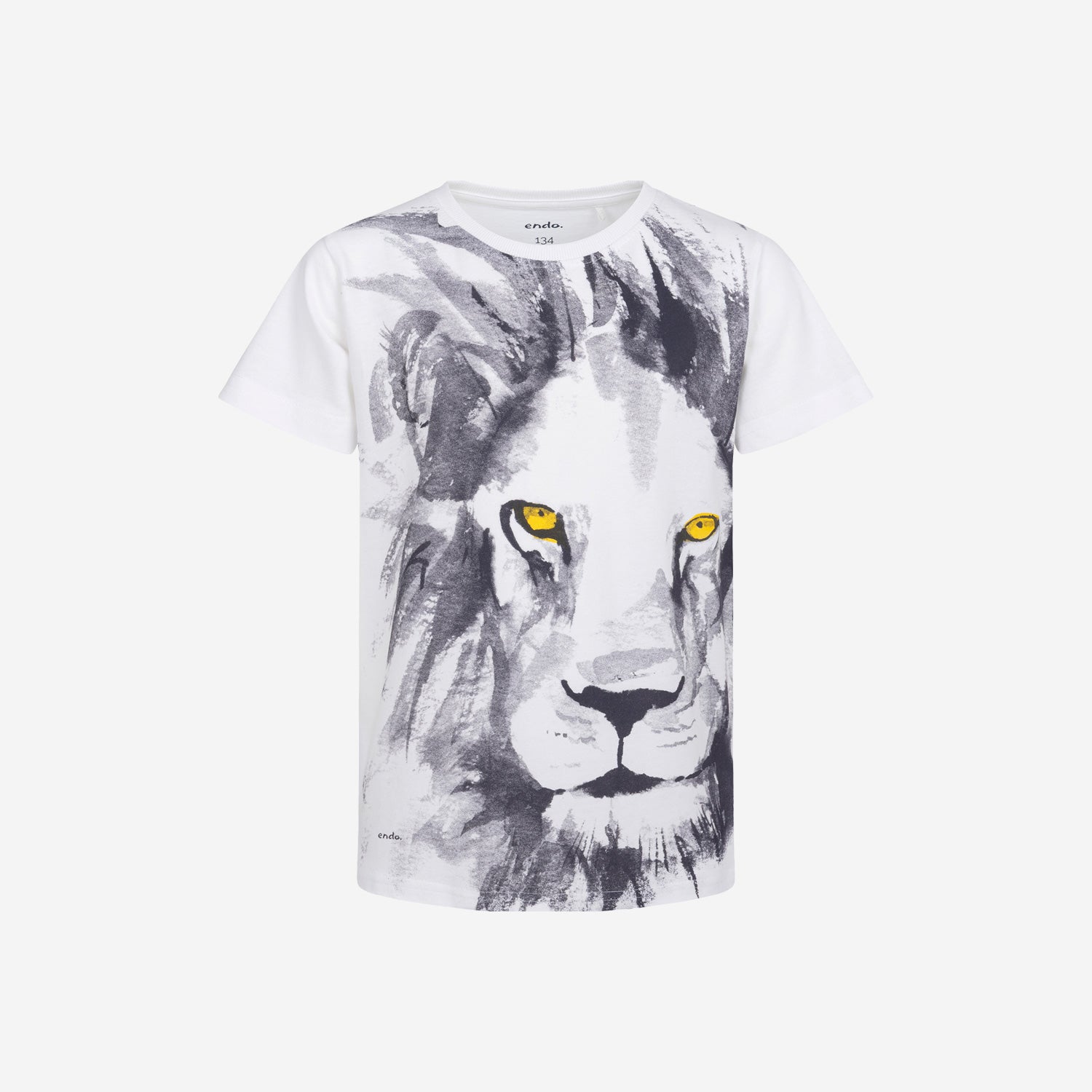 T-shirt z krótkim rękawem dla chłopca, z lwem, biały 9-13 lat