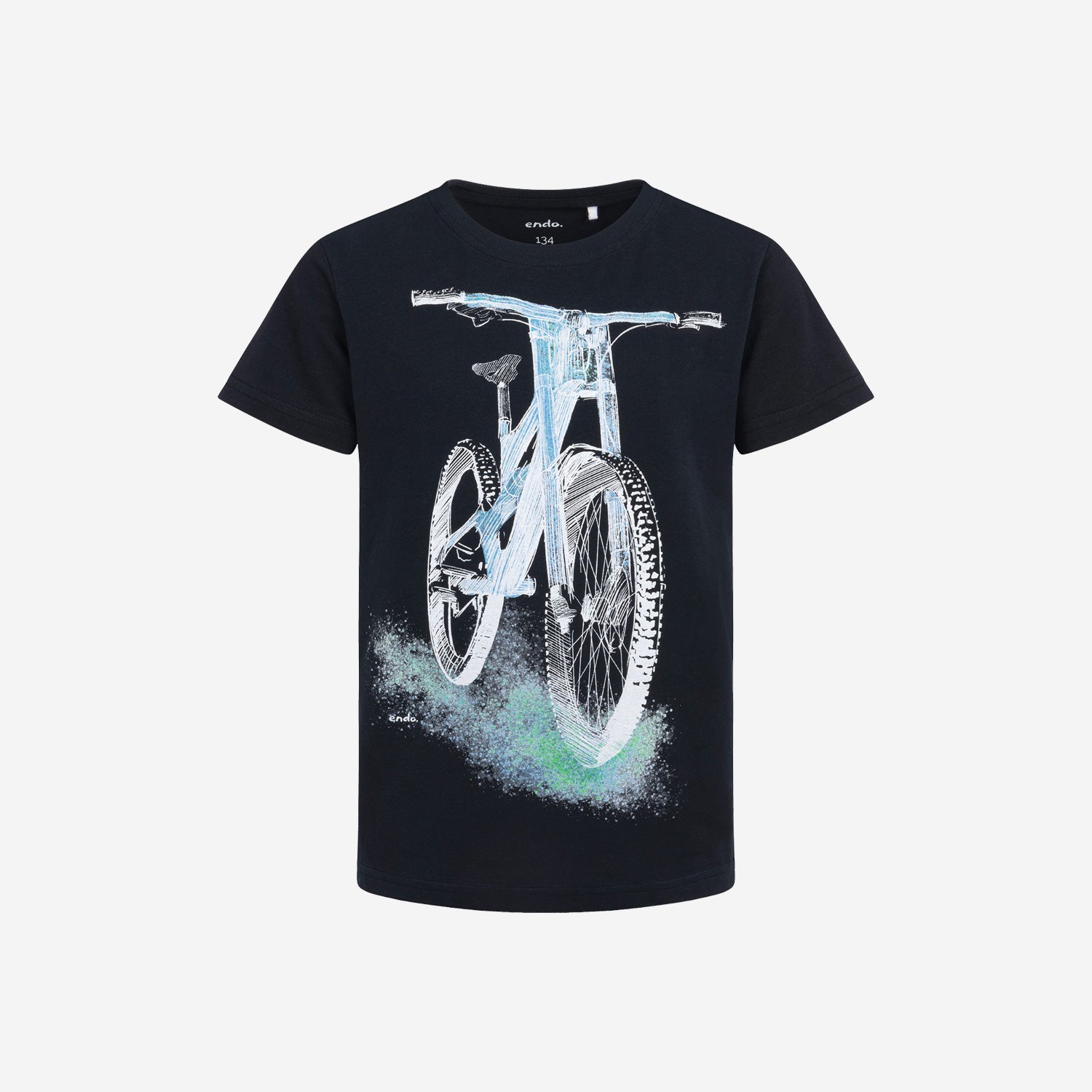 T-shirt z krótkim rękawem dla chłopca, z motywem rowerowym, czarny 9-13 lat