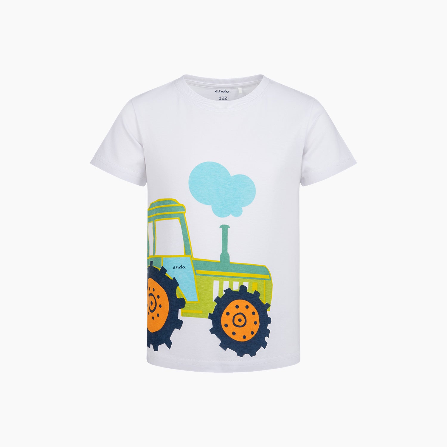 T-shirt z krótkim rękawem dla chłopca, z traktorem, biały 2-7 lat