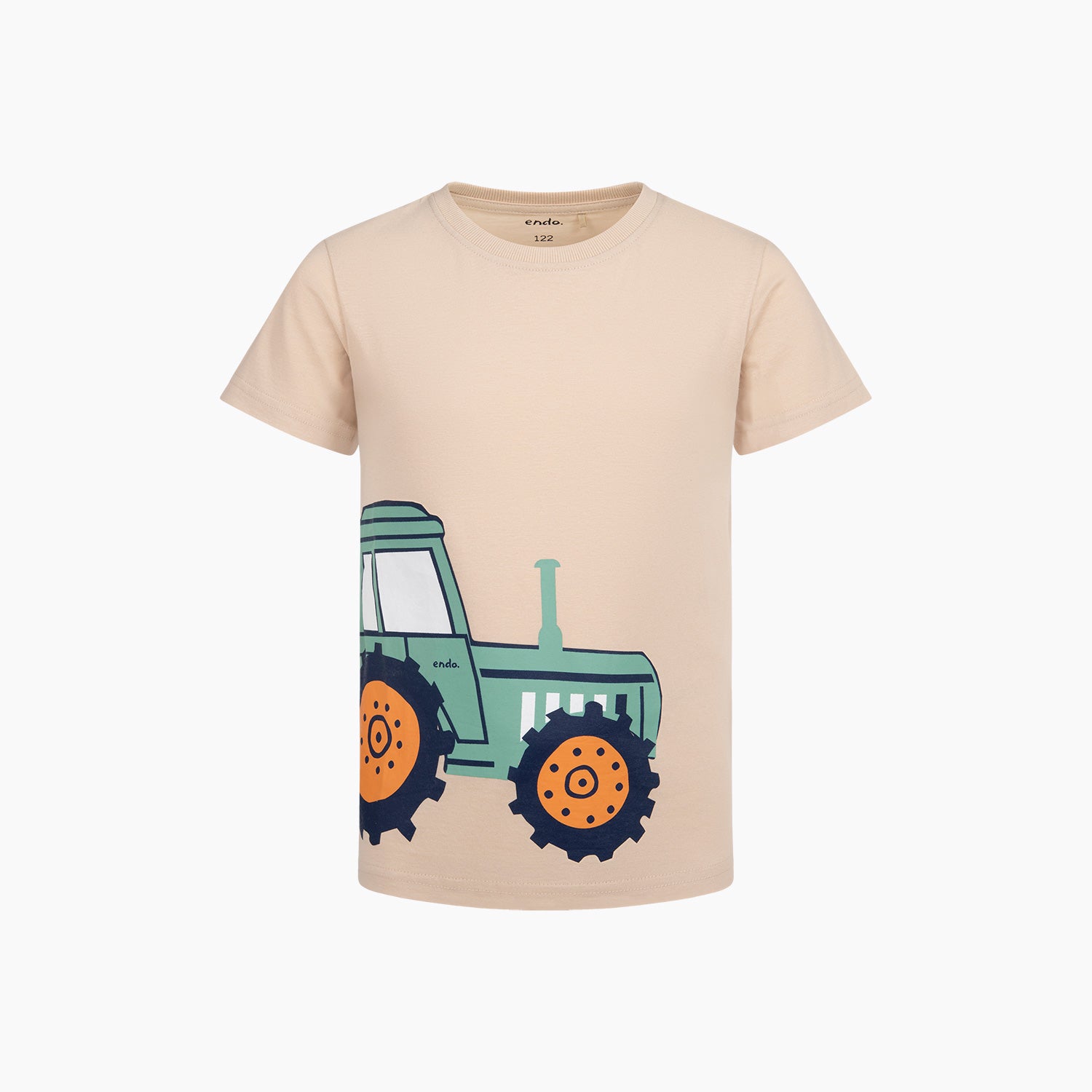 T-shirt z krótkim rękawem dla chłopca, z traktorem, beżowy 2-7 lat