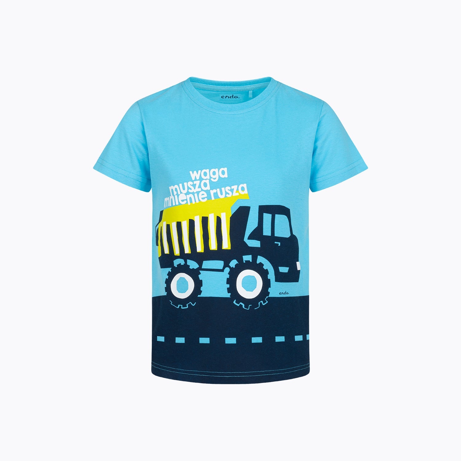 T-shirt z krótkim rękawem dla chłopca 2-7 lat, niebieski "wywrotka"
