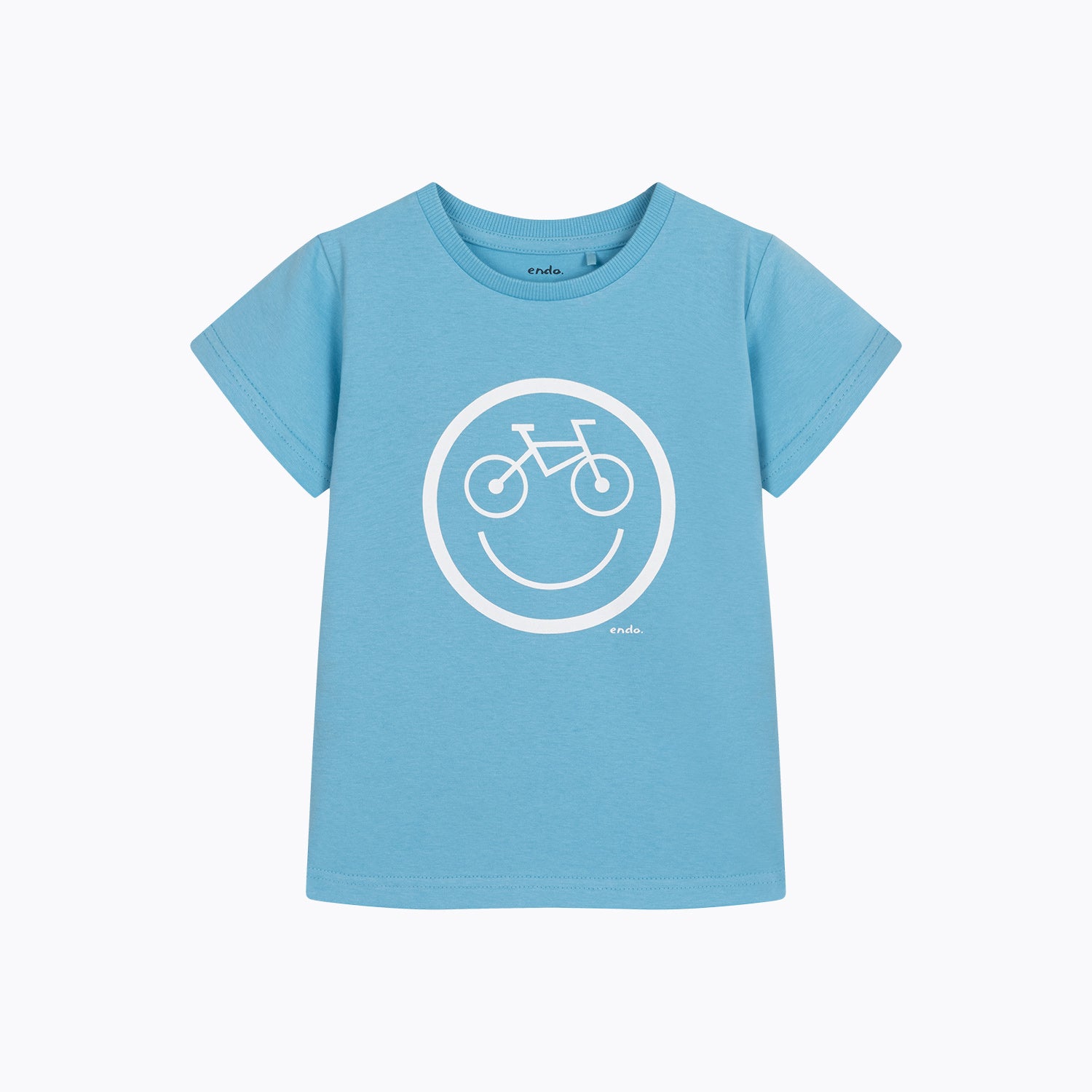 T-shirt dla chłopca 3-8 lat, jasnoniebieski rowerowy emotikon