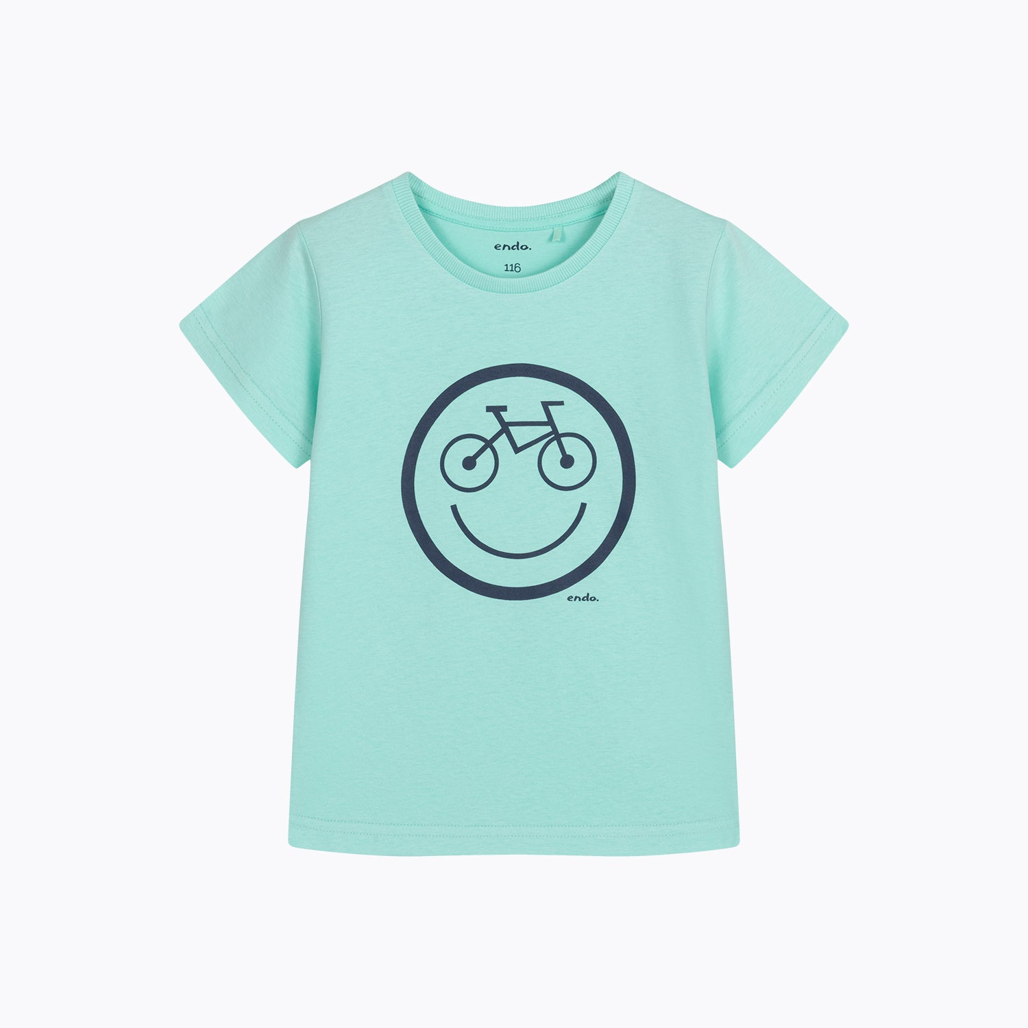T-shirt dla chłopca 3-8 lat, turkusowy rowerowy emotikon