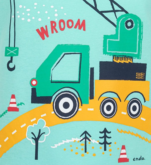 T-shirt z krótkim rękawem dla chłopca, z dźwigiem, zielony 3-8 lat