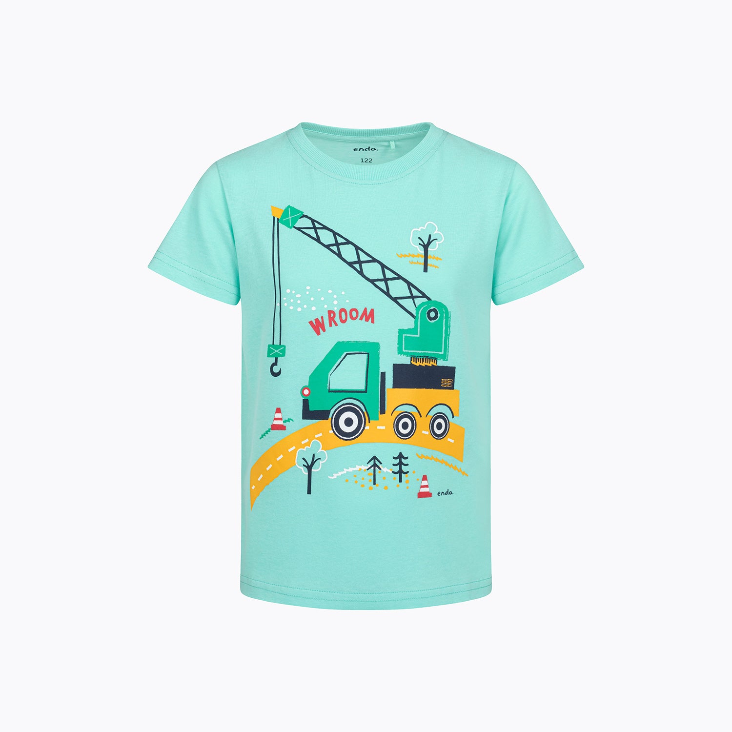 T-shirt z krótkim rękawem dla chłopca, z dźwigiem, zielony 3-8 lat