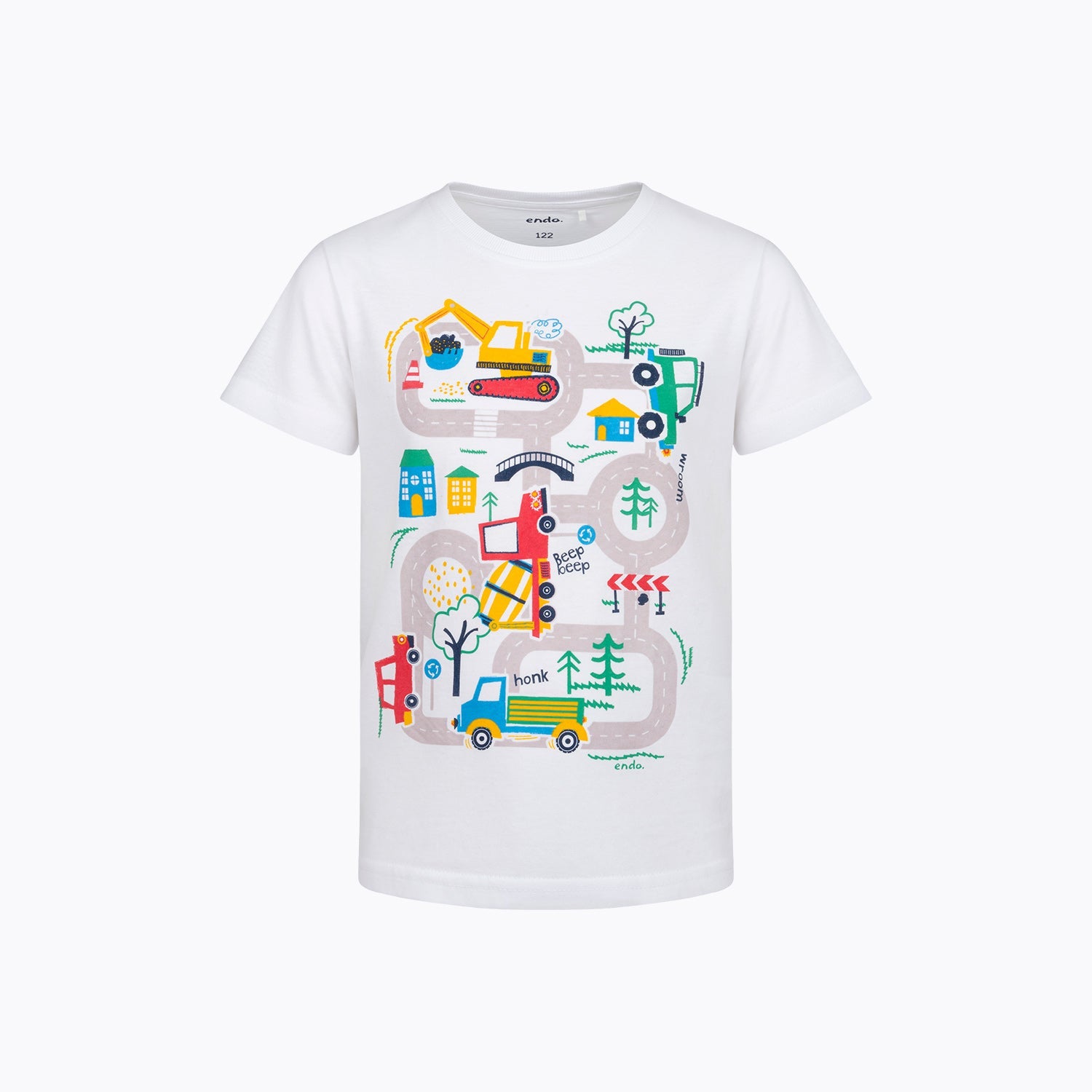 T-shirt dla chłopca 2-7 lat, biały pojazdy