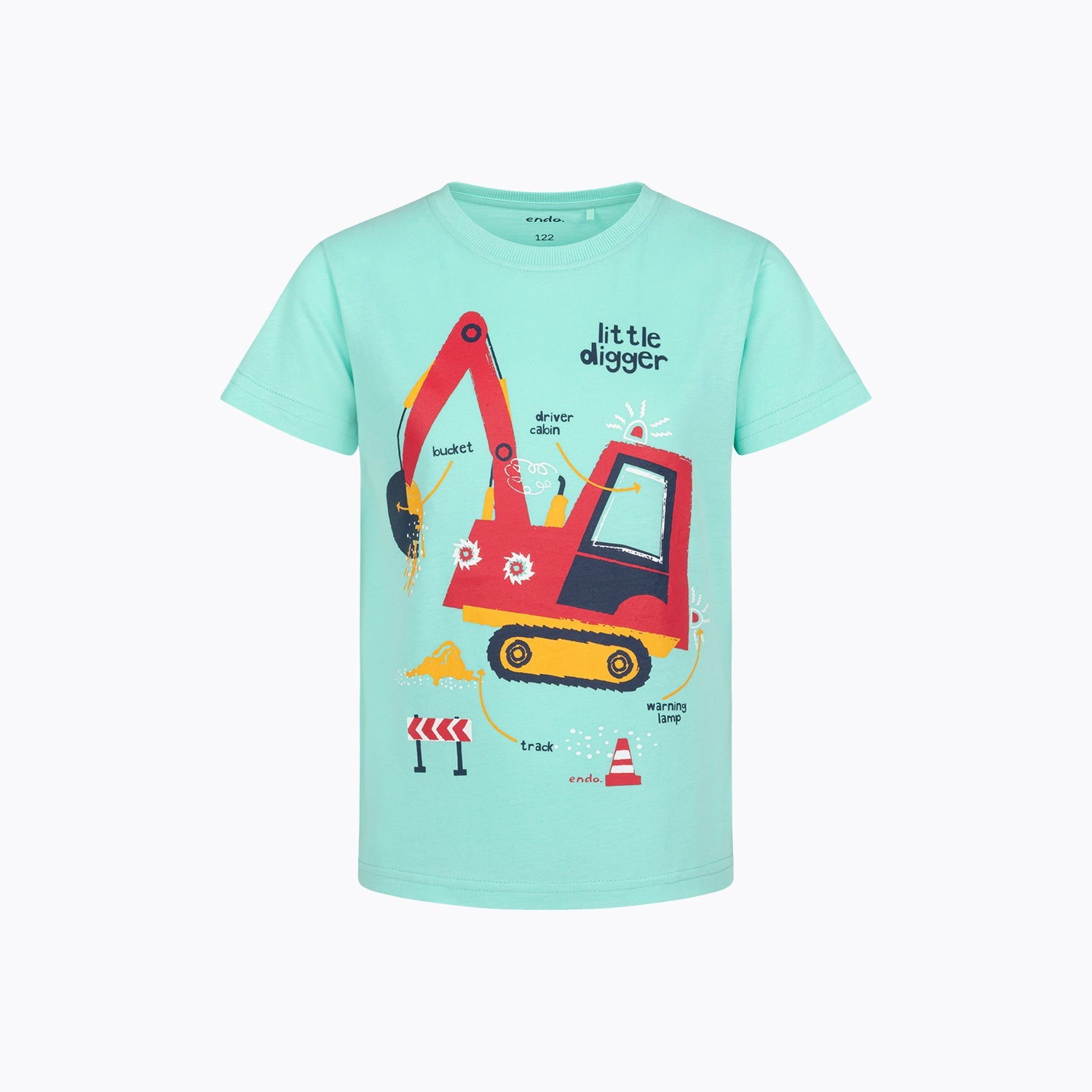 T-shirt dla chłopca 2-7 lat, jasnoniebieski koparka