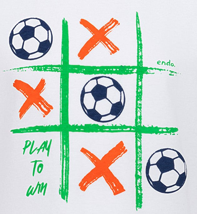 T-shirt z krótkim rękawem dla chłopca, z motywem piłkarskim, biały 6-8 lat