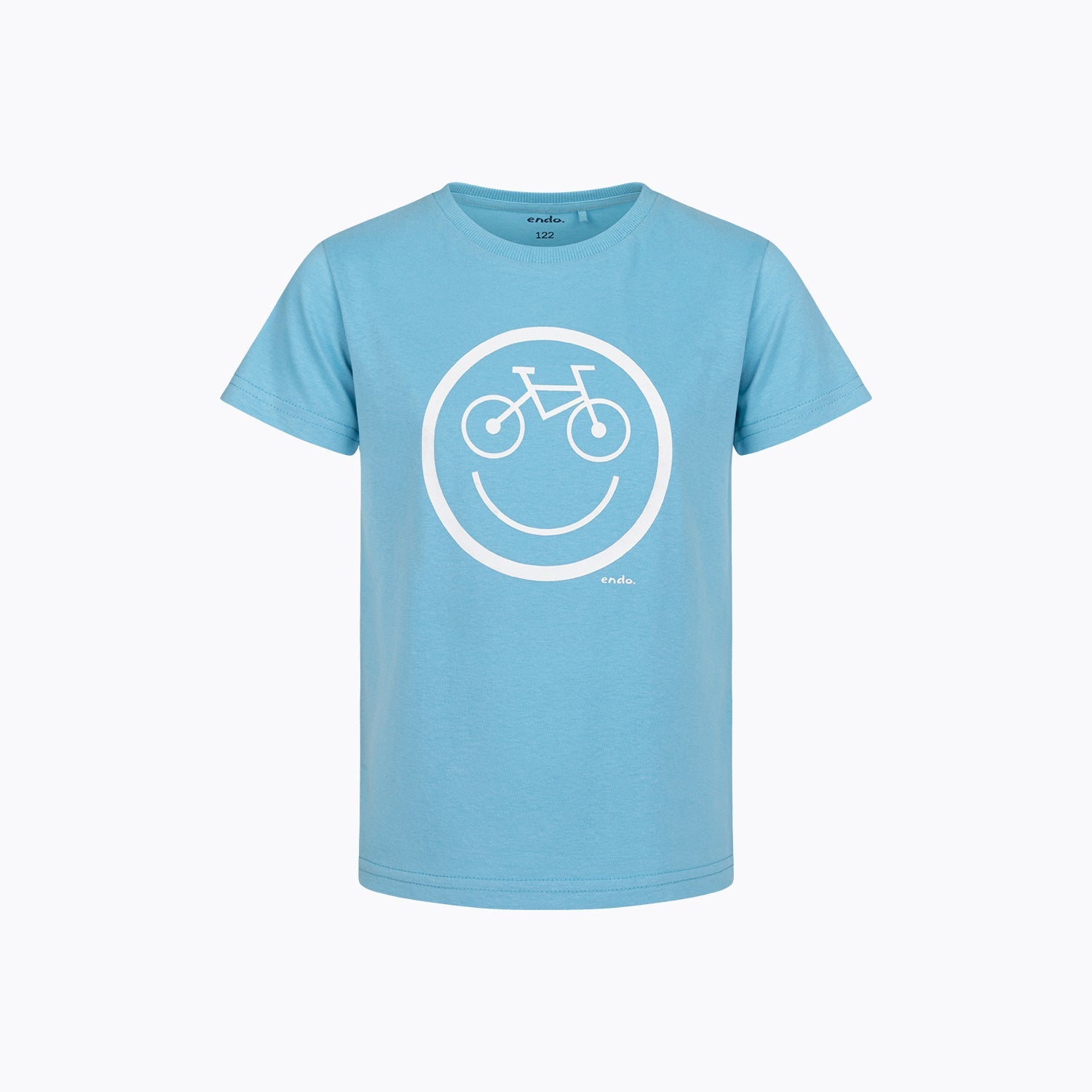 T-shirt dla chłopca 9-13 lat, jasnoniebieski rowerowy emotikon