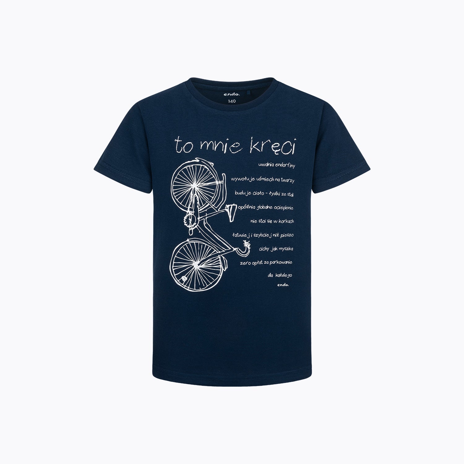 T-shirt z krótkim rękawem dla chłopca 9-13 lat, granatowy rower, to mne kręci
