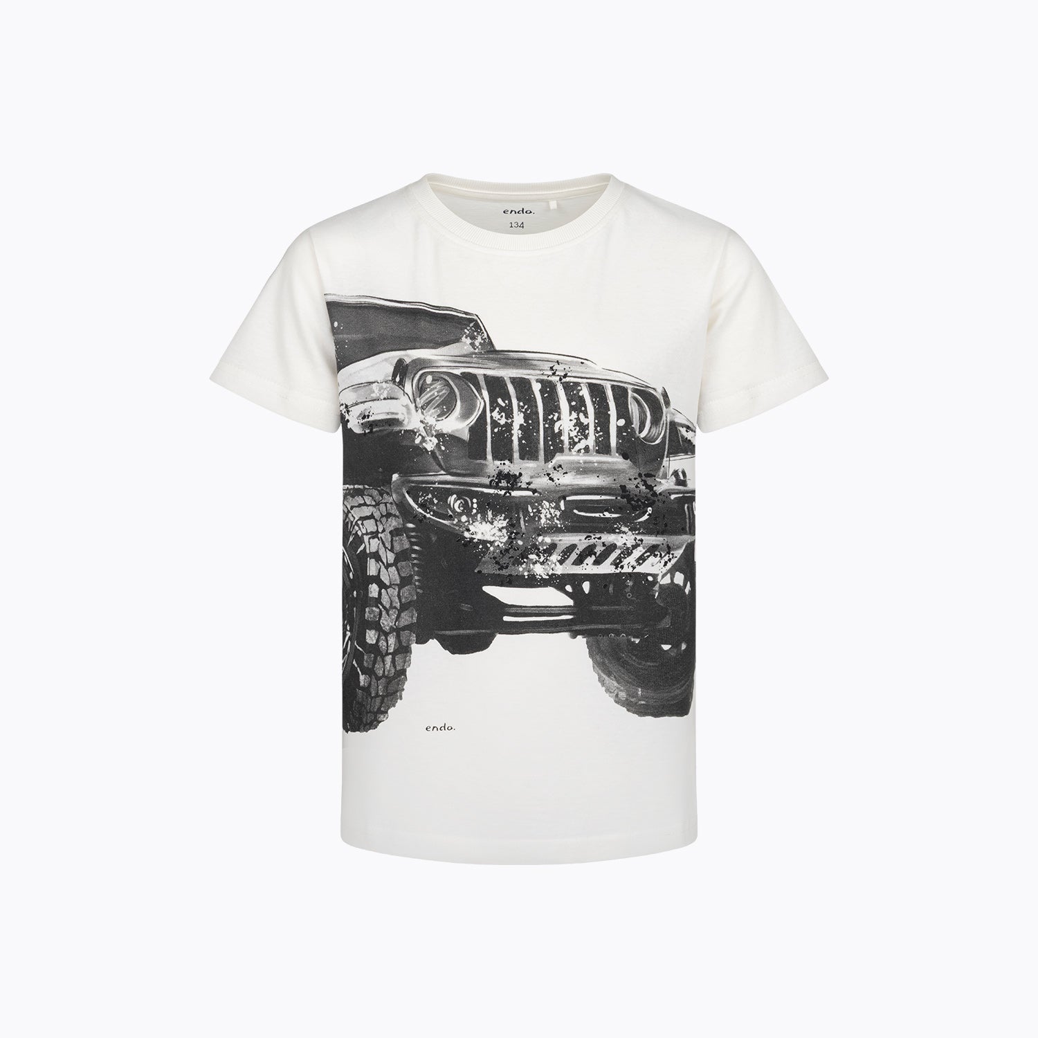 T-shirt dla chłopca 9-13 lat, biały terenówka