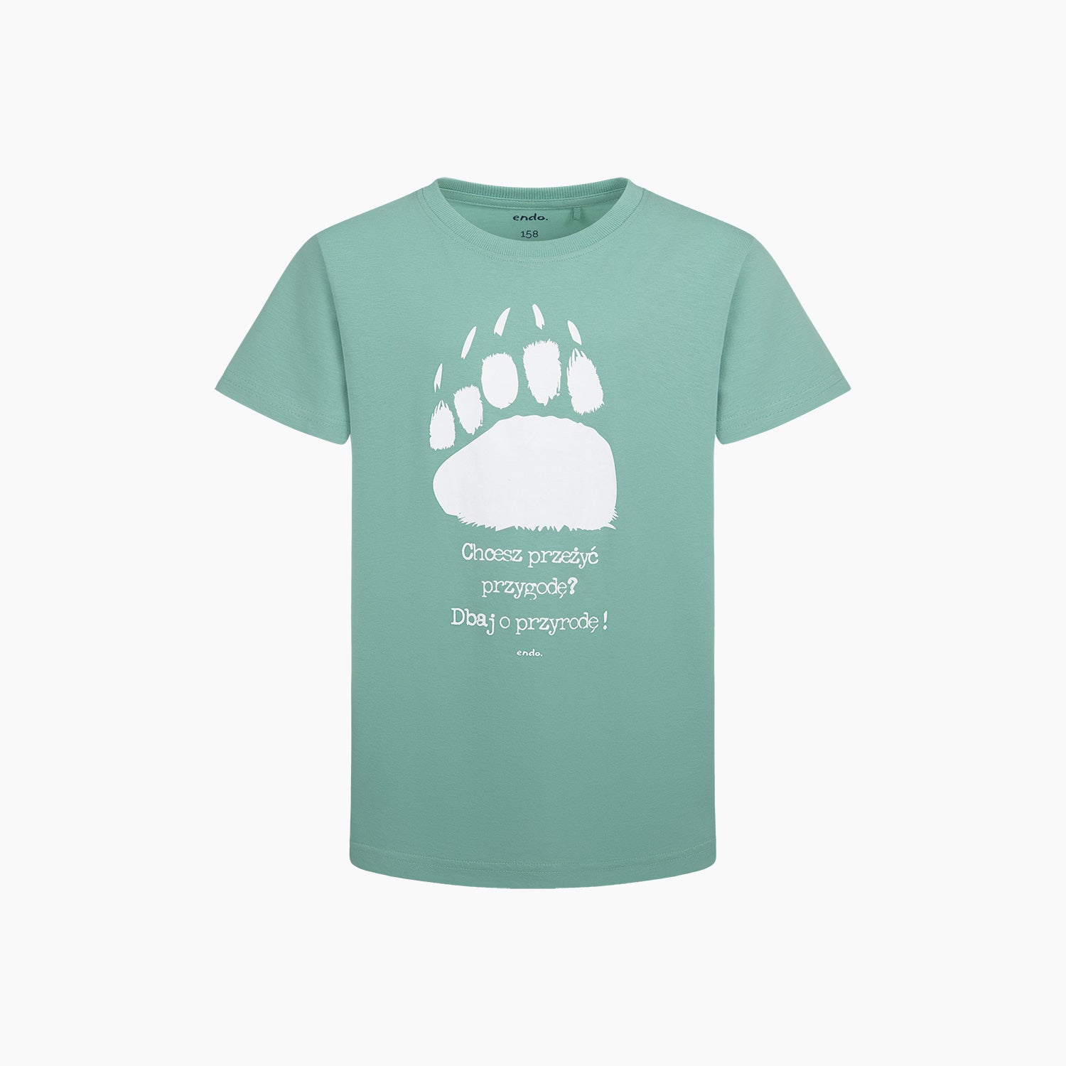 T-shirt z krótkim rękawem dla chłopca, z niedźwiedzią łapą, zielony 9-13 lat
