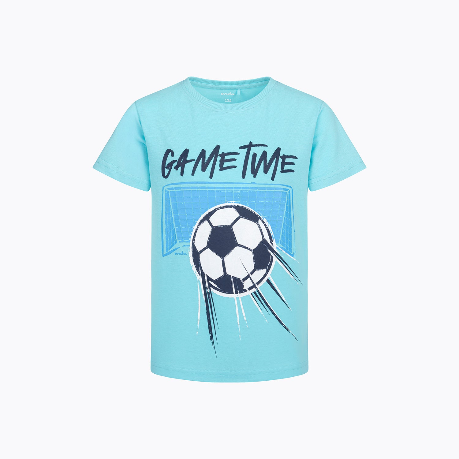 T-shirt z krótkim rękawem dla chłopca, z motywem piłkarskim, niebieski 9-13 lat