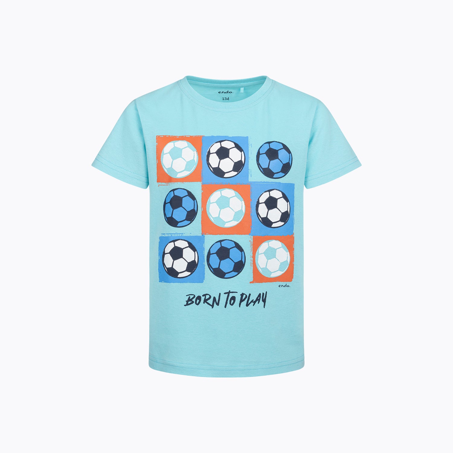 T-shirt z krótkim rękawem dla chłopca, z motywem piłkarskim, niebieski 9-13 lat